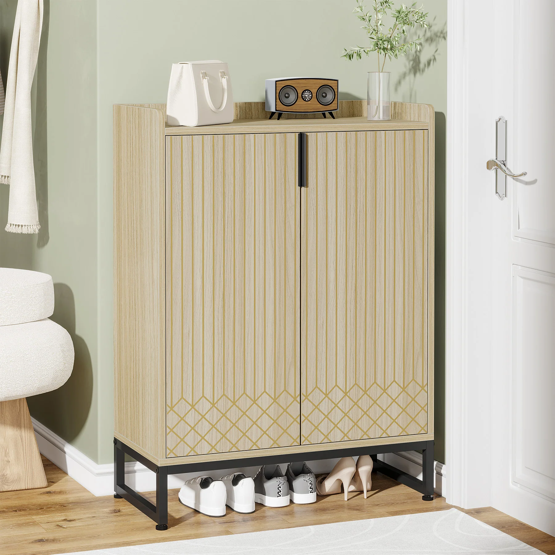 Modern Shoe Cabinet with Doors, 5-Tier Modern Shoe Rack Organizer - Image 16