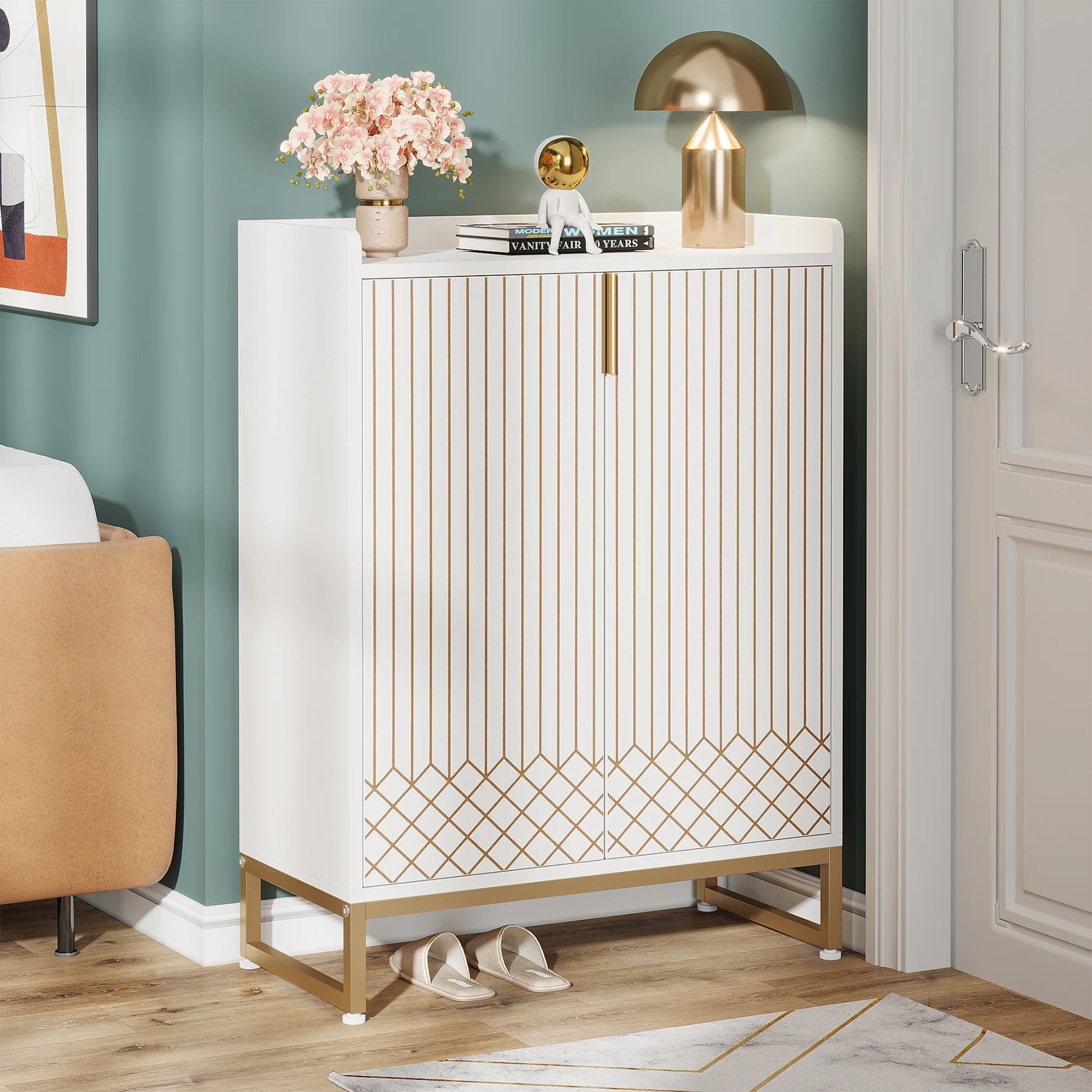 Modern Shoe Cabinet with Doors, 5-Tier Modern Shoe Rack Organizer - Image 3