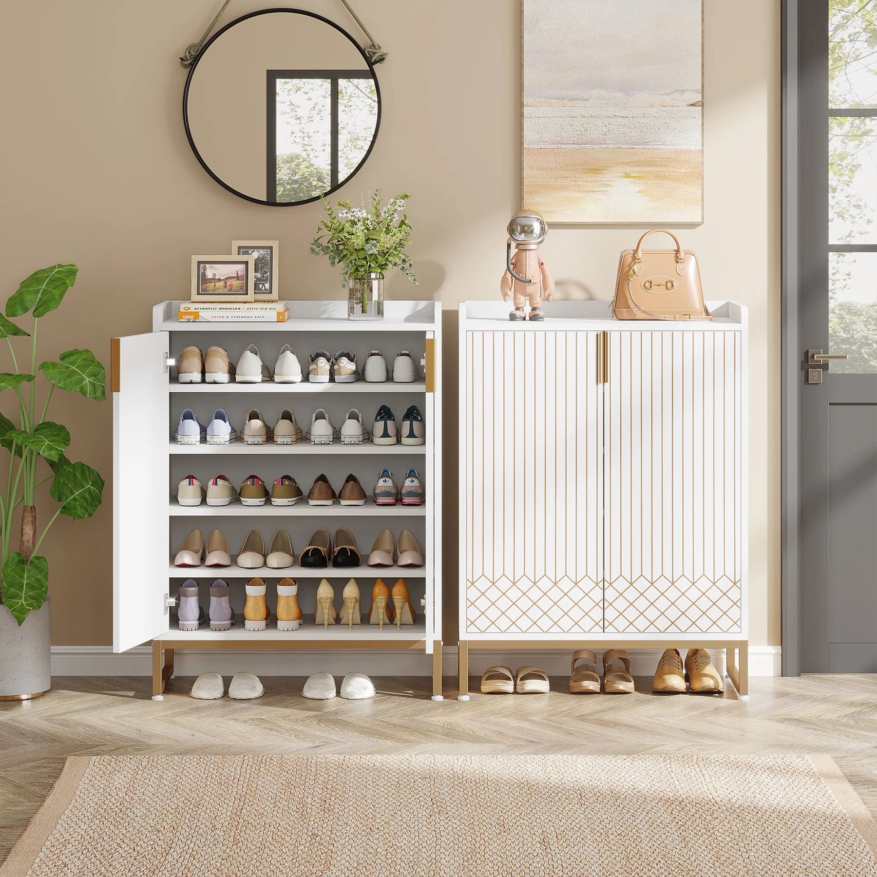 Modern Shoe Cabinet with Doors, 5-Tier Modern Shoe Rack Organizer - Image 5