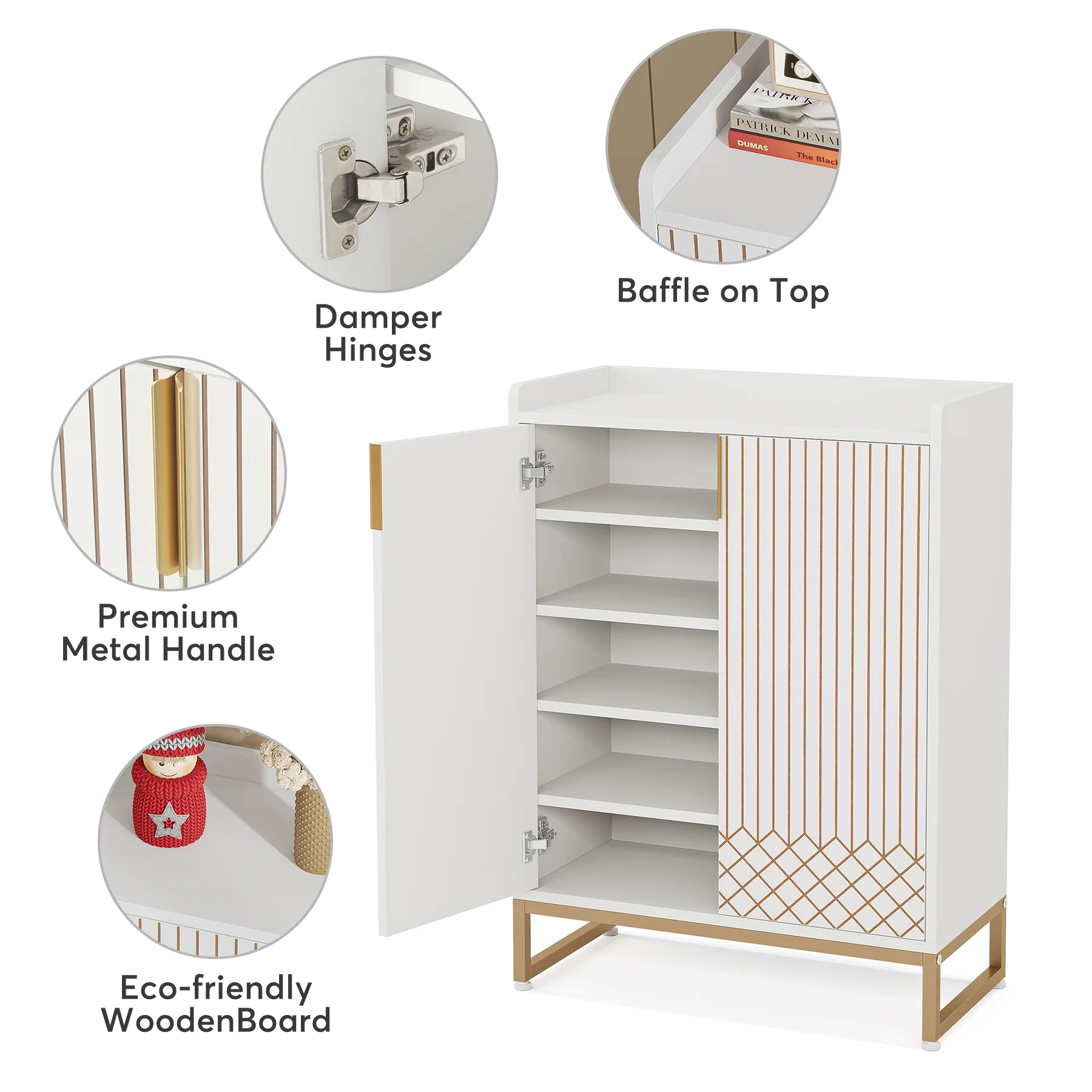 Modern Shoe Cabinet with Doors, 5-Tier Modern Shoe Rack Organizer - Image 7