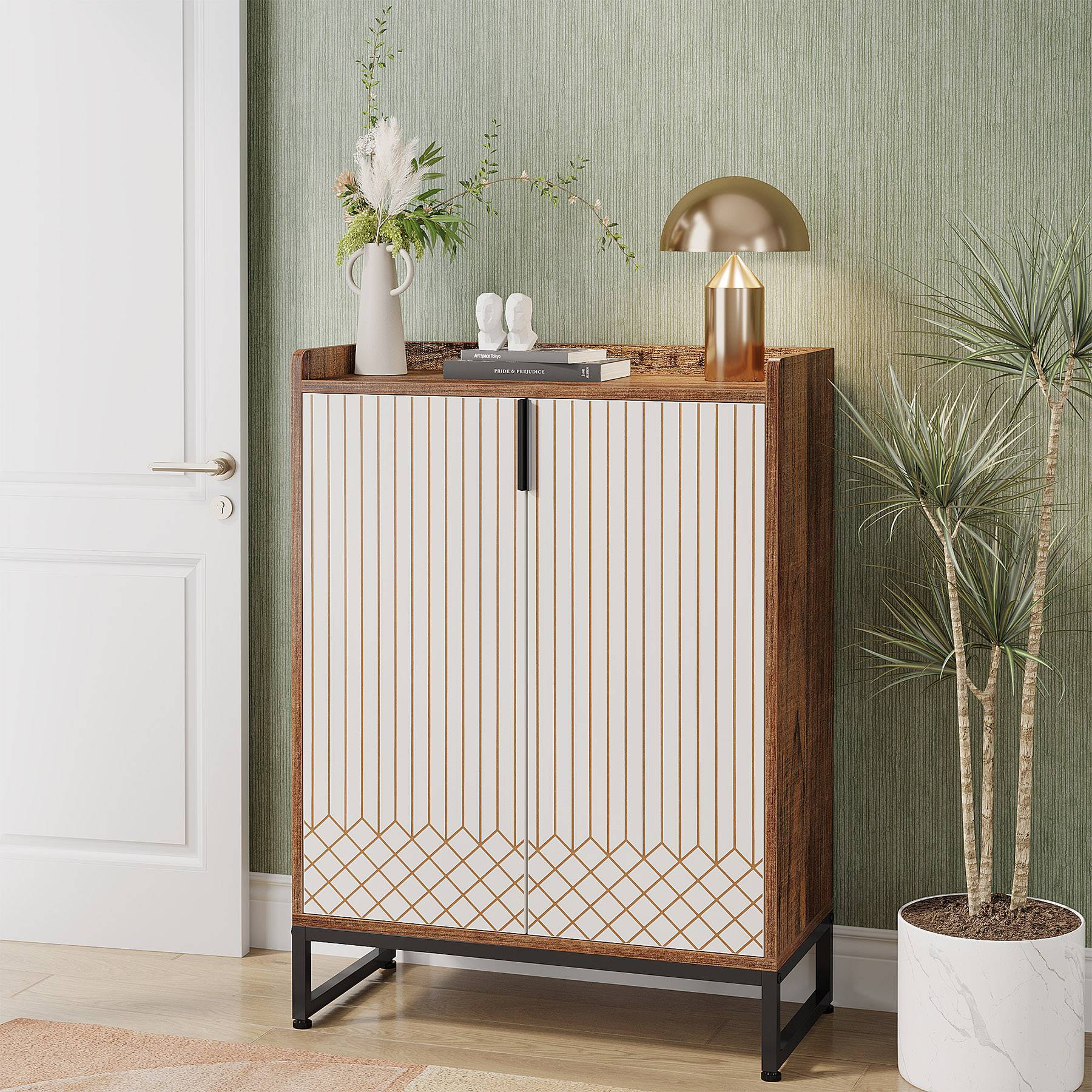 Modern Shoe Cabinet with Doors, 5-Tier Modern Shoe Rack Organizer - Image 8
