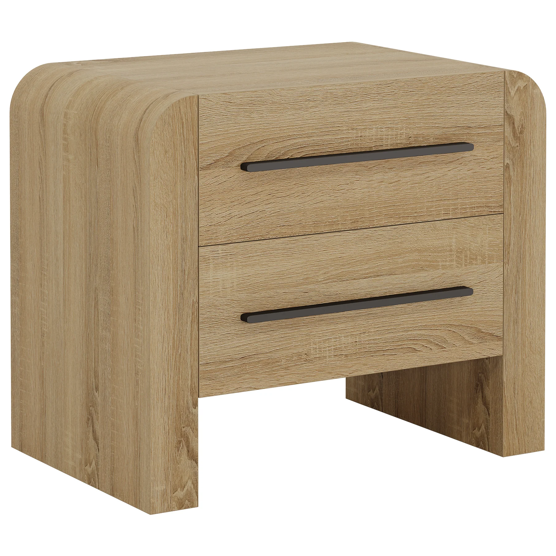27.55" Nightstand with 2 Drawers, Modern Curved Bedside Table with Storage - Image 9