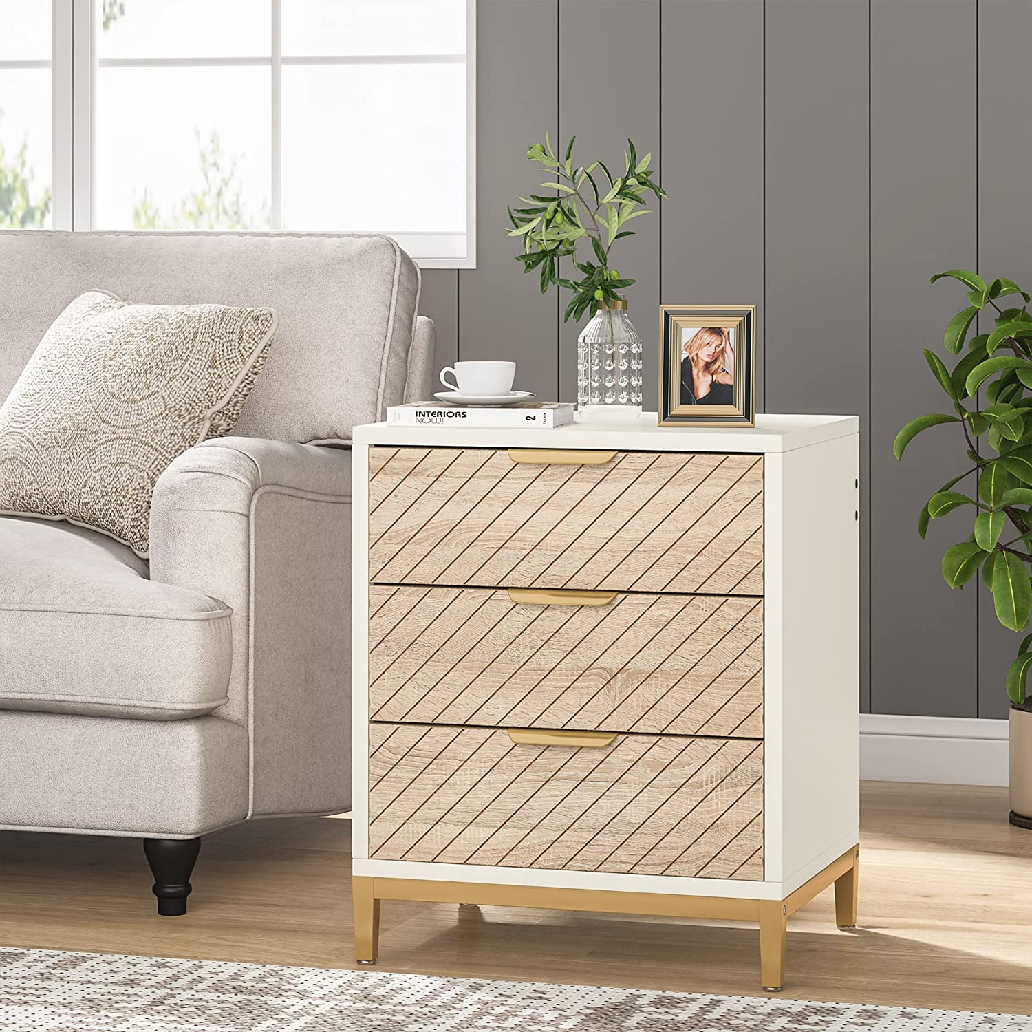 3-Drawer Nightstand Bedside End Table for Bedroom - Image 3