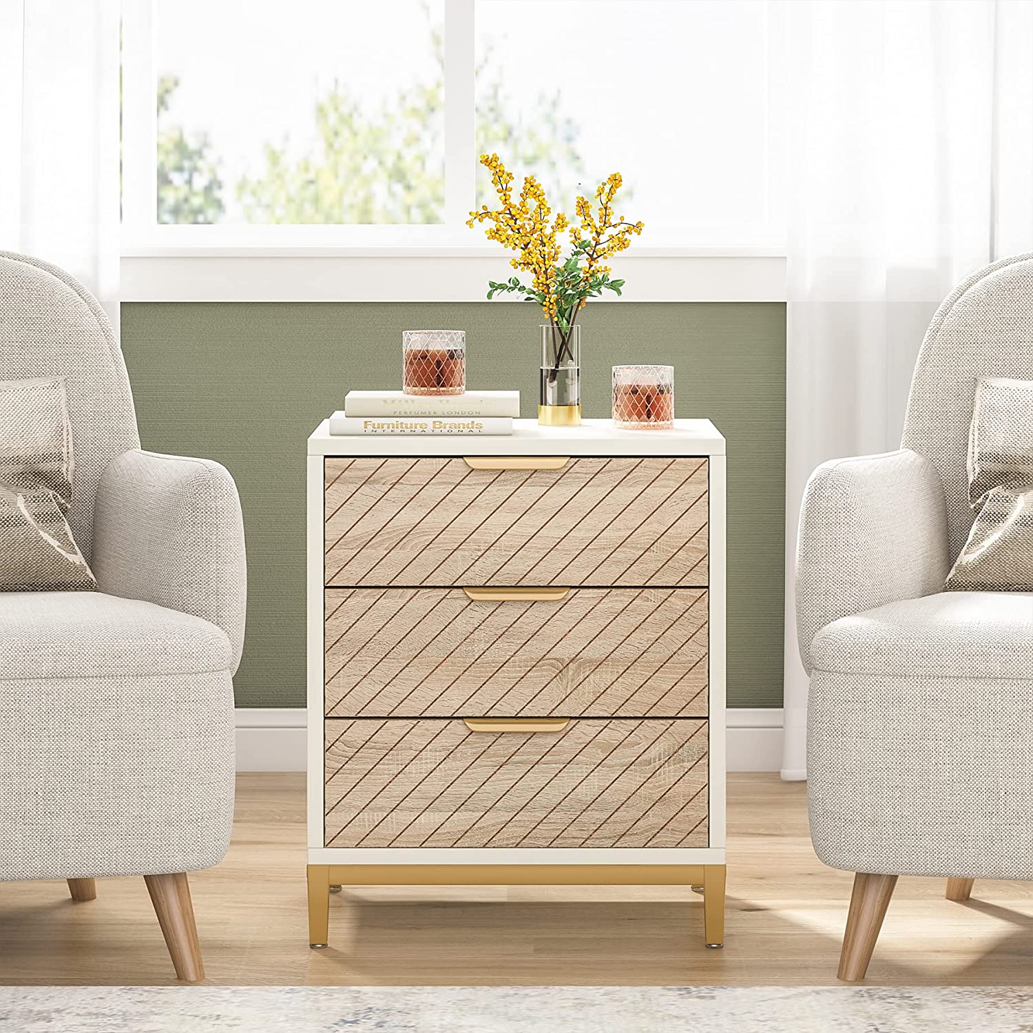 3-Drawer Nightstand Bedside End Table for Bedroom - Image 4