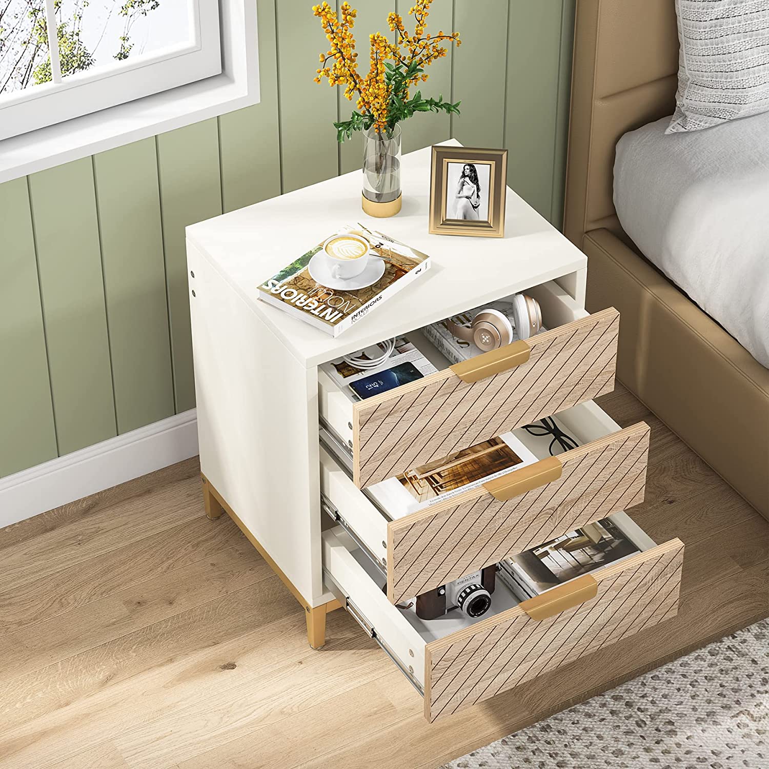 3-Drawer Nightstand Bedside End Table for Bedroom - Image 5