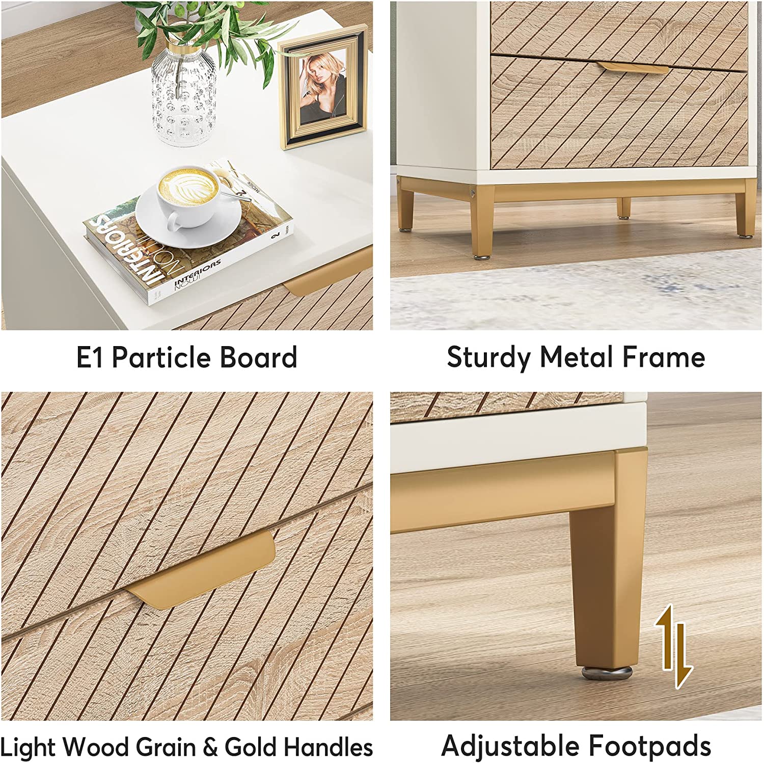 3-Drawer Nightstand Bedside End Table for Bedroom - Image 7