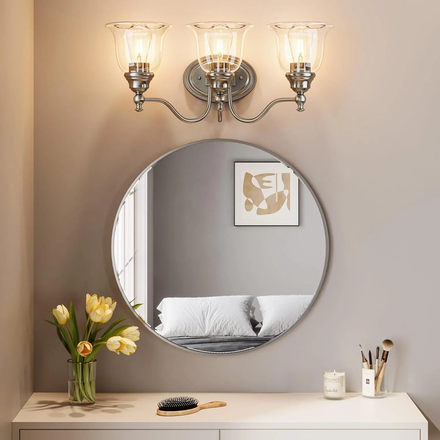 3-Light Bathroom Light Fixtures, Modern Wall Lights with Clear Glass Shade - Image 10