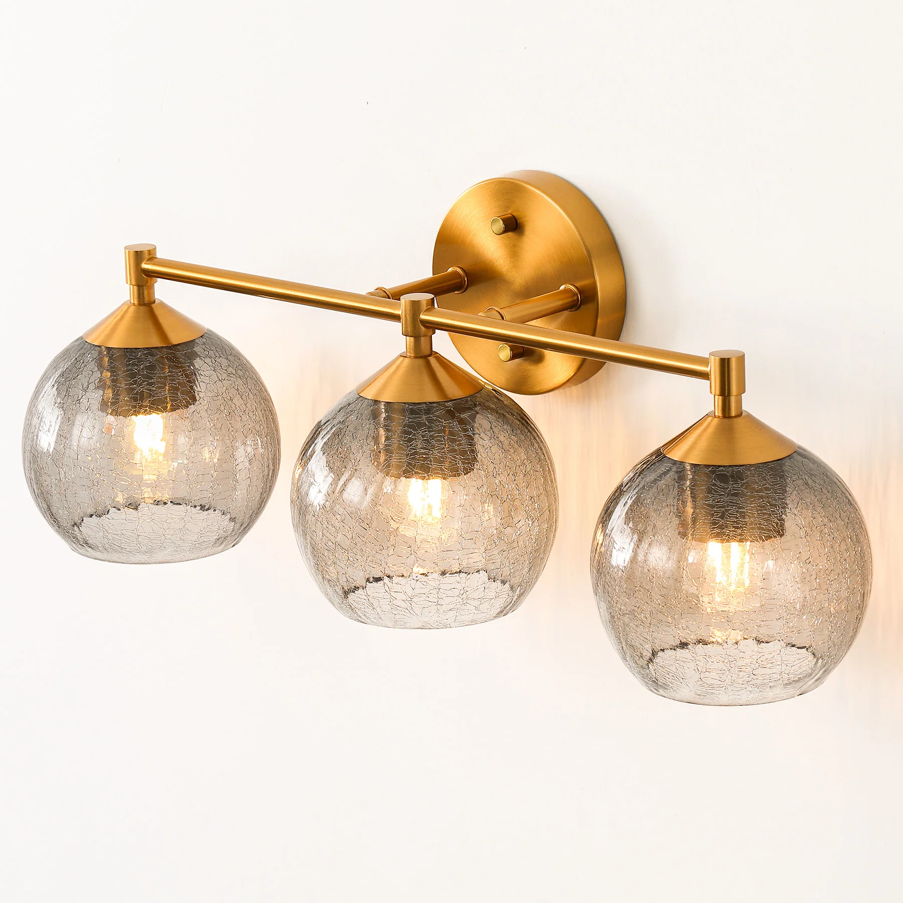 3-Light Bathroom Light Fixtures, Modern Wall Sconce Vanity Light with Grey Glass Shade (Bulbs Not Included) - Image 11
