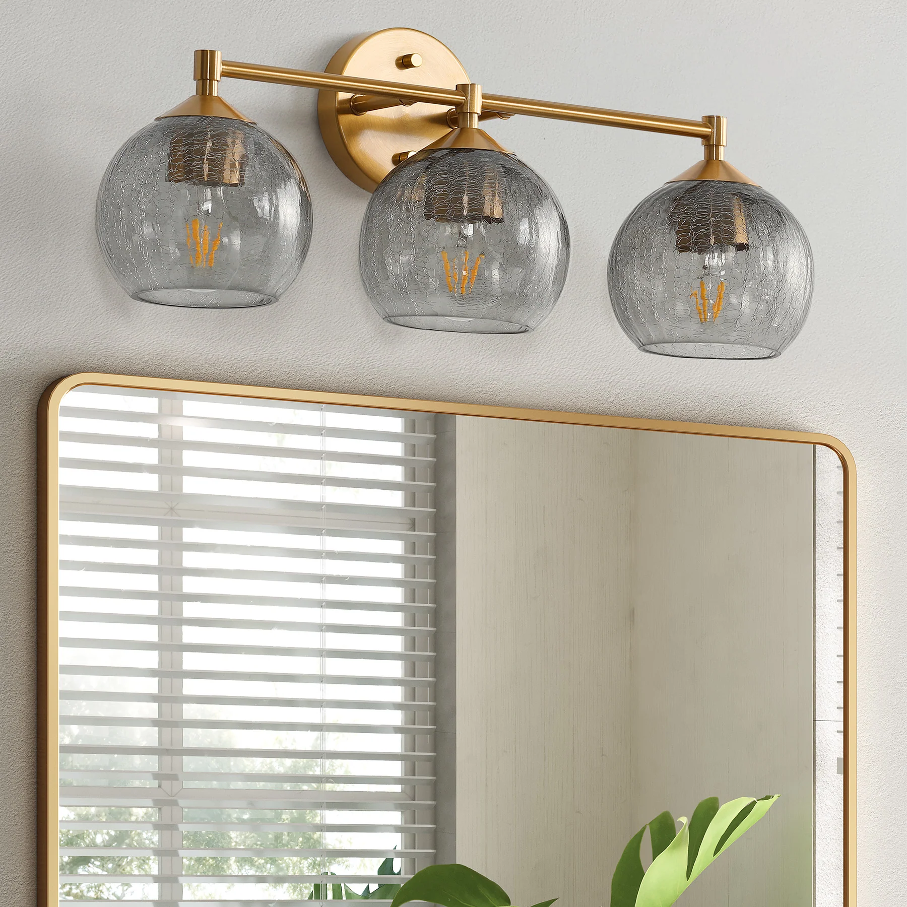 3-Light Bathroom Light Fixtures, Modern Wall Sconce Vanity Light with Grey Glass Shade (Bulbs Not Included) - Image 6