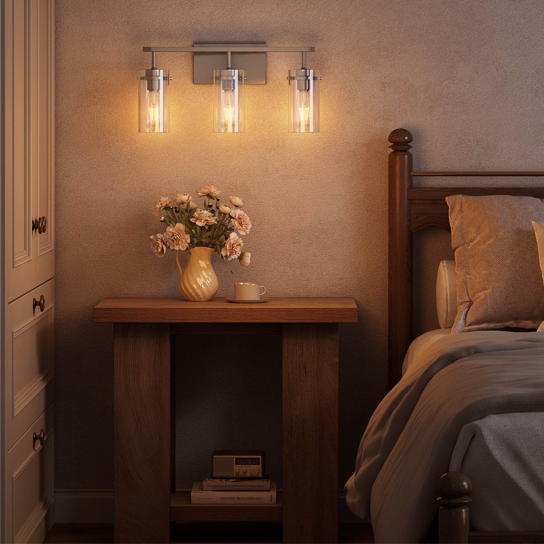 Bathroom Vanity Light Fixtures, 3-Light Wall Sconces Lighting with Clear Glass Shade - Image 5