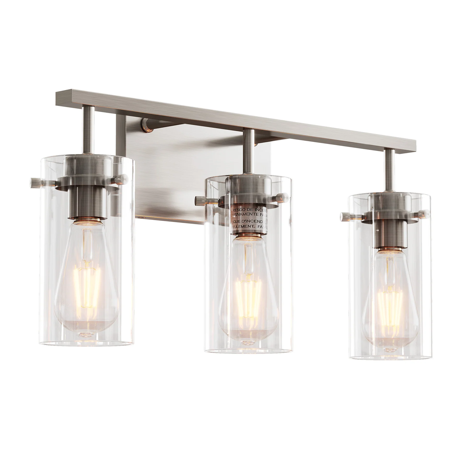 Bathroom Vanity Light Fixtures, 3-Light Wall Sconces Lighting with Clear Glass Shade - Image 9