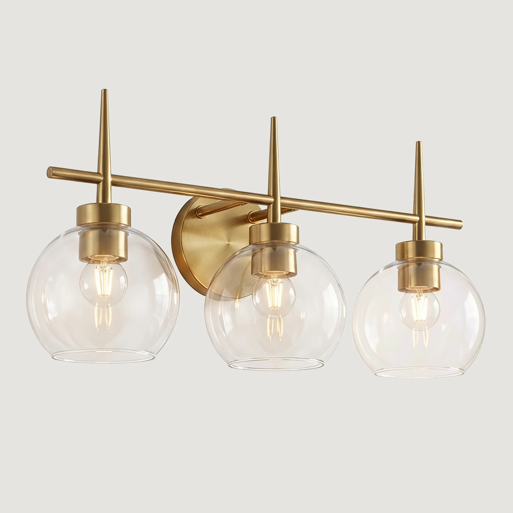 3-Light Bathroom Vanity Light, Modern Brass Finish Wall Sconce Fixture Over Mirror - Image 10