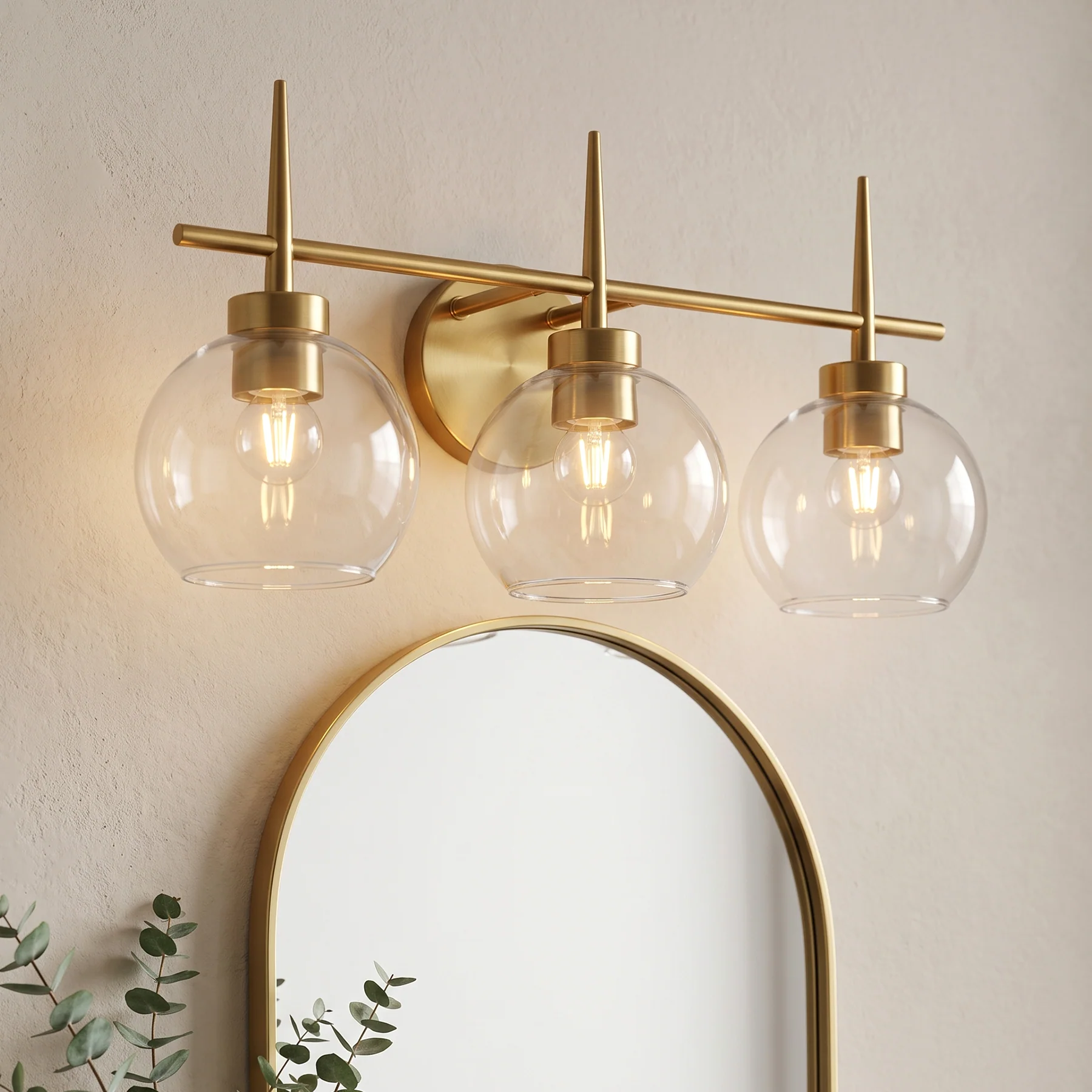 3-Light Bathroom Vanity Light, Modern Brass Finish Wall Sconce Fixture Over Mirror - Image 4