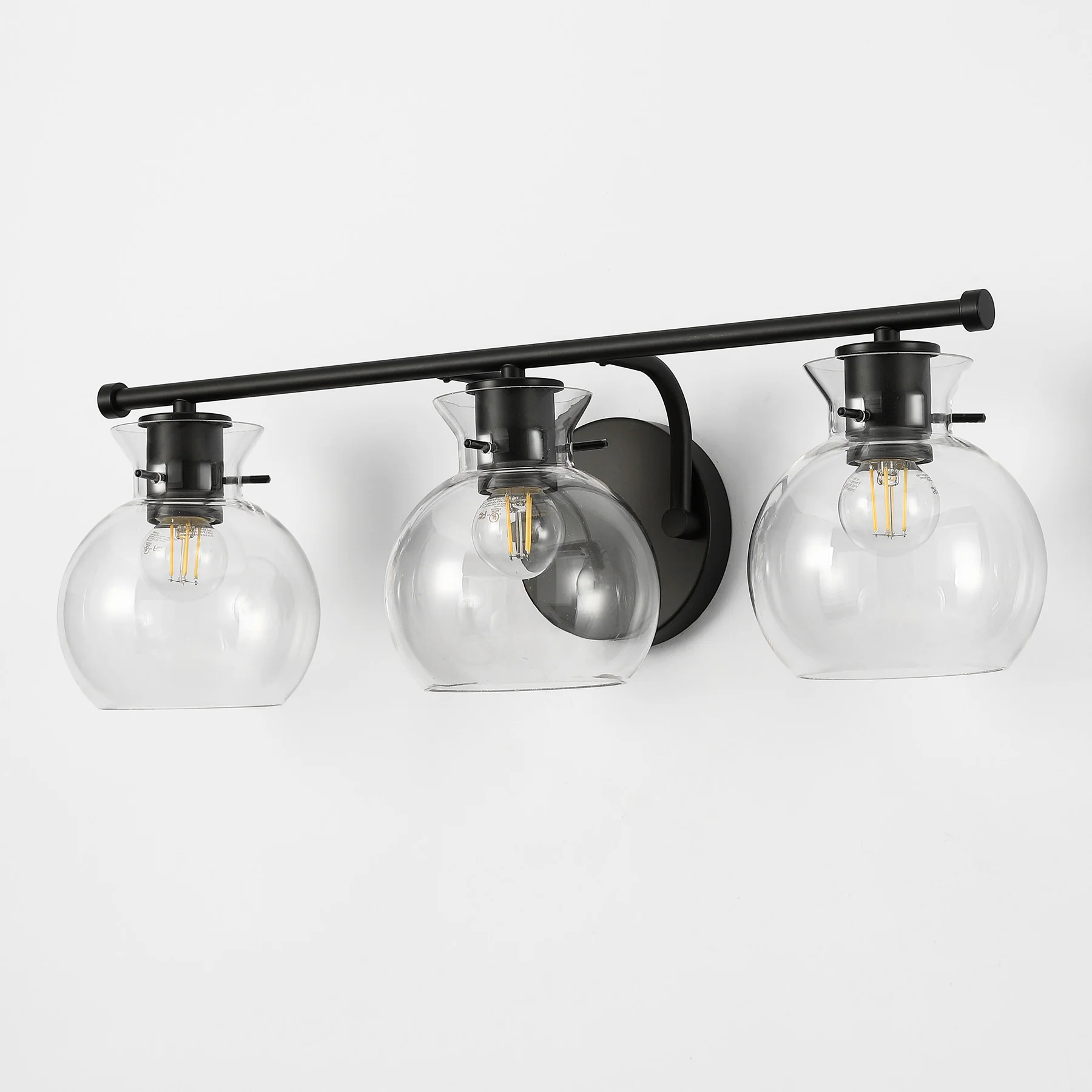 3-Light Bathroom Vanity Light, Modern Wall Light Fixture with Clear Glass Shades - Image 10