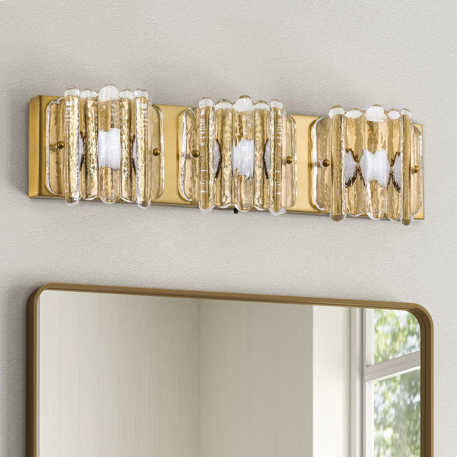 3-Light Vanity Light Fixture, Wall Lights with Crystal Glass Shades
