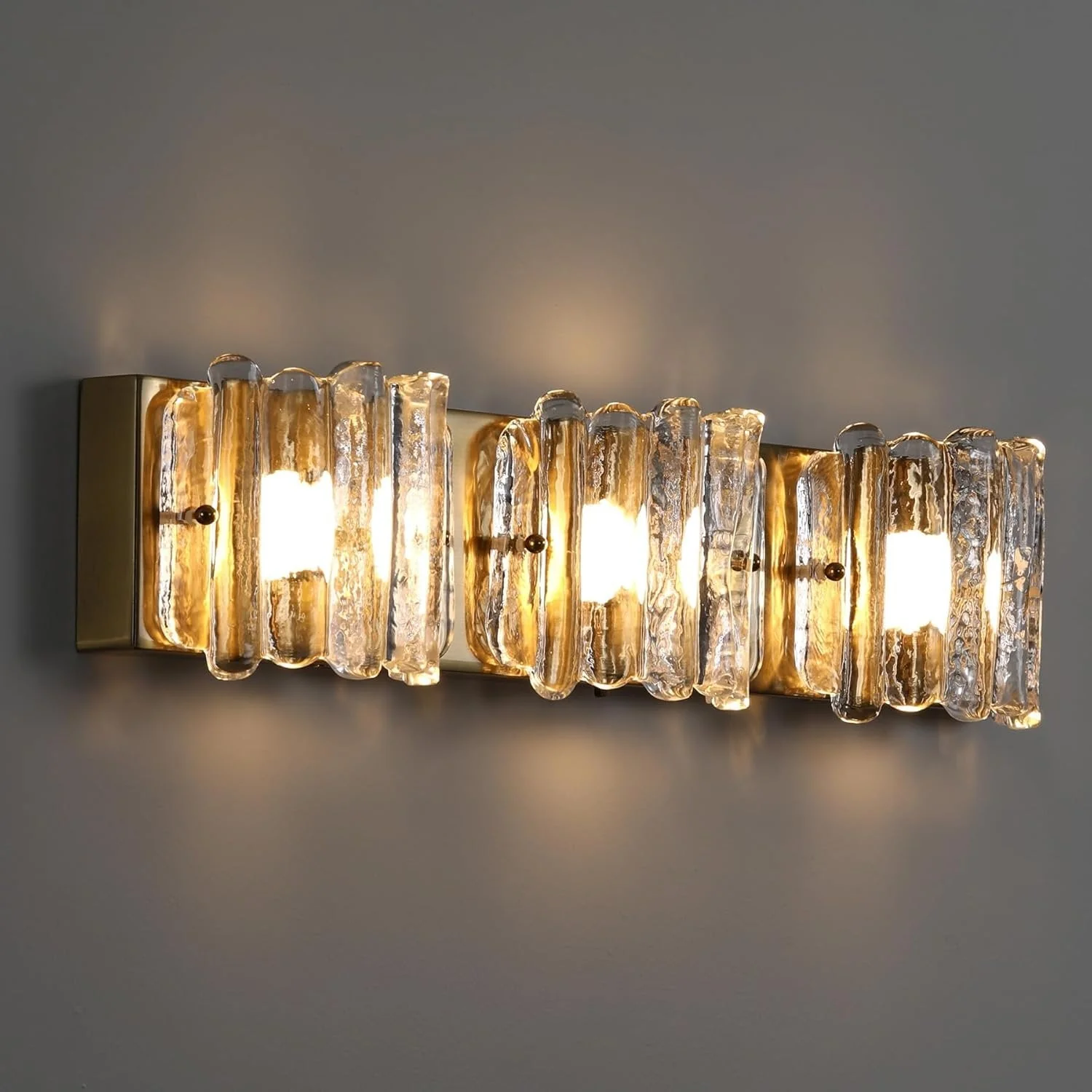 3-Light Vanity Light Fixture, Wall Lights with Crystal Glass Shades - Image 3