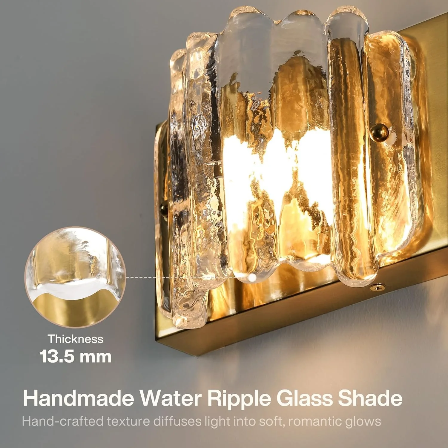 3-Light Vanity Light Fixture, Wall Lights with Crystal Glass Shades - Image 6