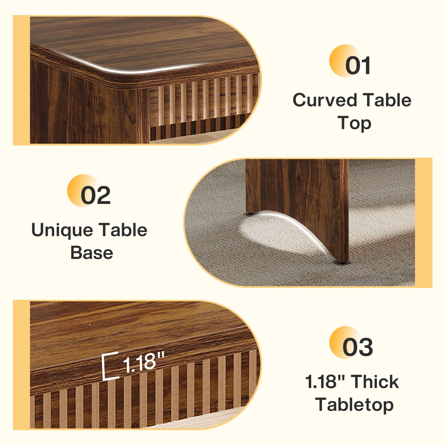 55" Kitchen Table with 2 Benches, 3-Piece Dining Table Set for 4-6 People - Image 7