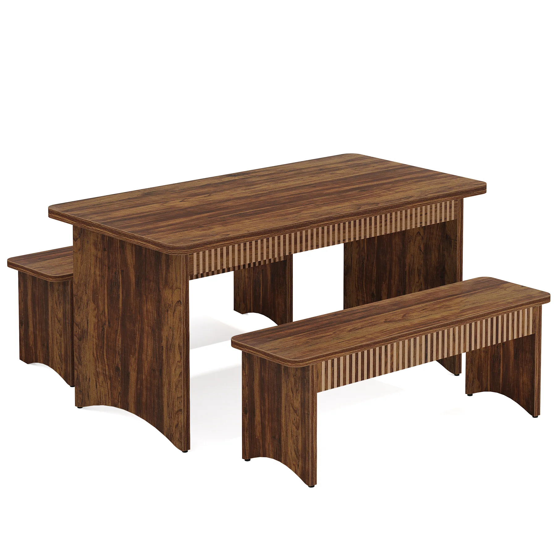 55" Kitchen Table with 2 Benches, 3-Piece Dining Table Set for 4-6 People - Image 8