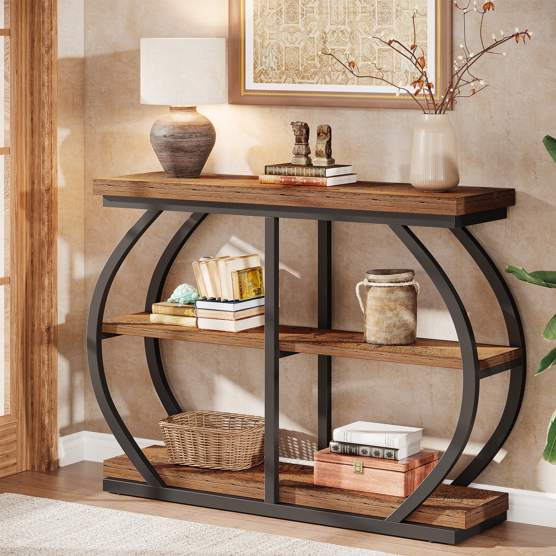 41" Console Table, 3-Tier Sofa Entryway Table with Storage Shelves - Image 11