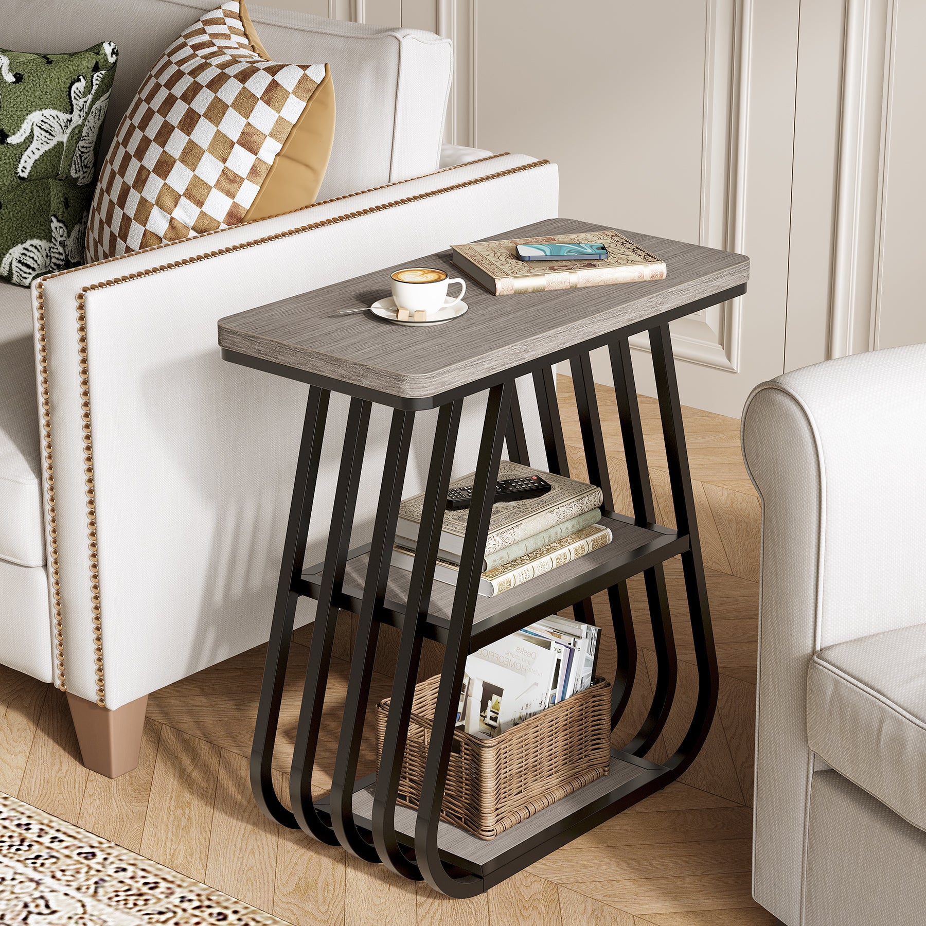 3-Tier End Table, 23.62" Side Table with Storage Shelves for Small Spaces - Image 10