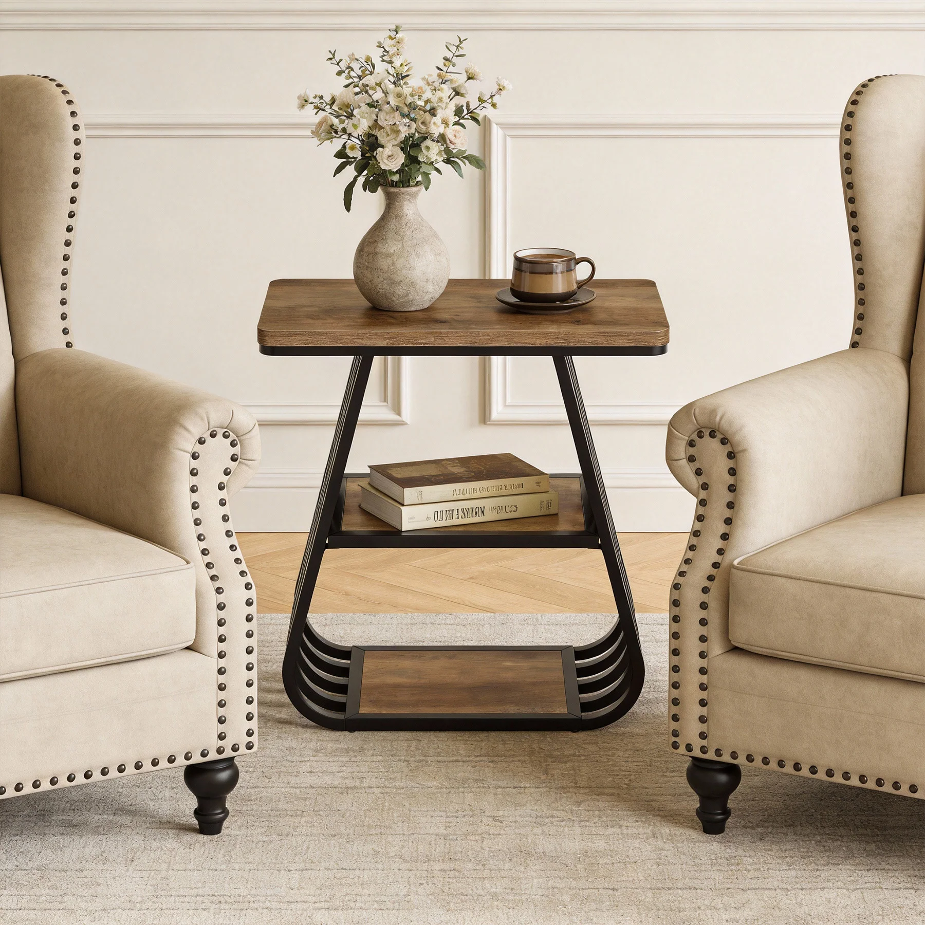 3-Tier End Table, 23.62" Side Table with Storage Shelves for Small Spaces - Image 5