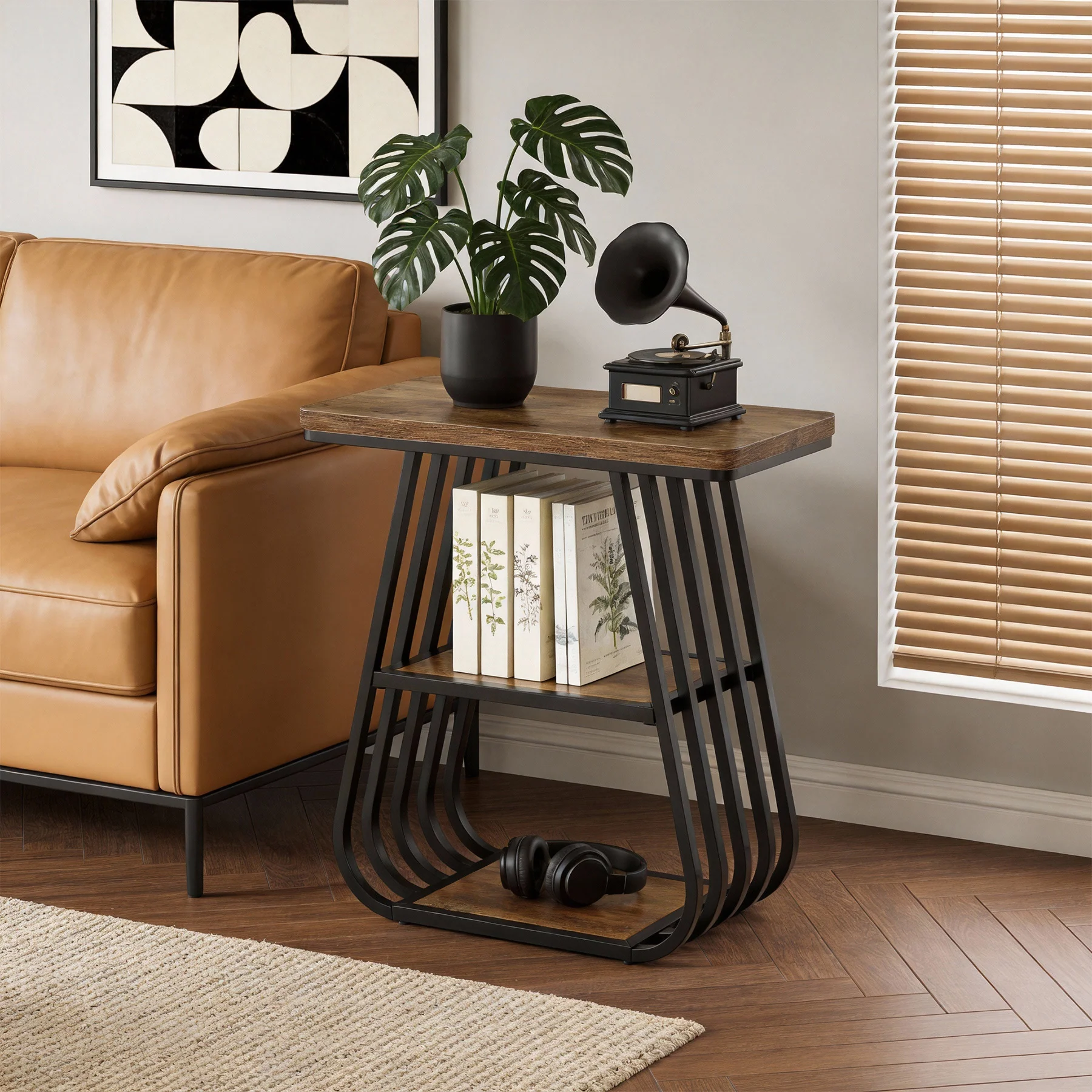 3-Tier End Table, 23.62" Side Table with Storage Shelves for Small Spaces - Image 6