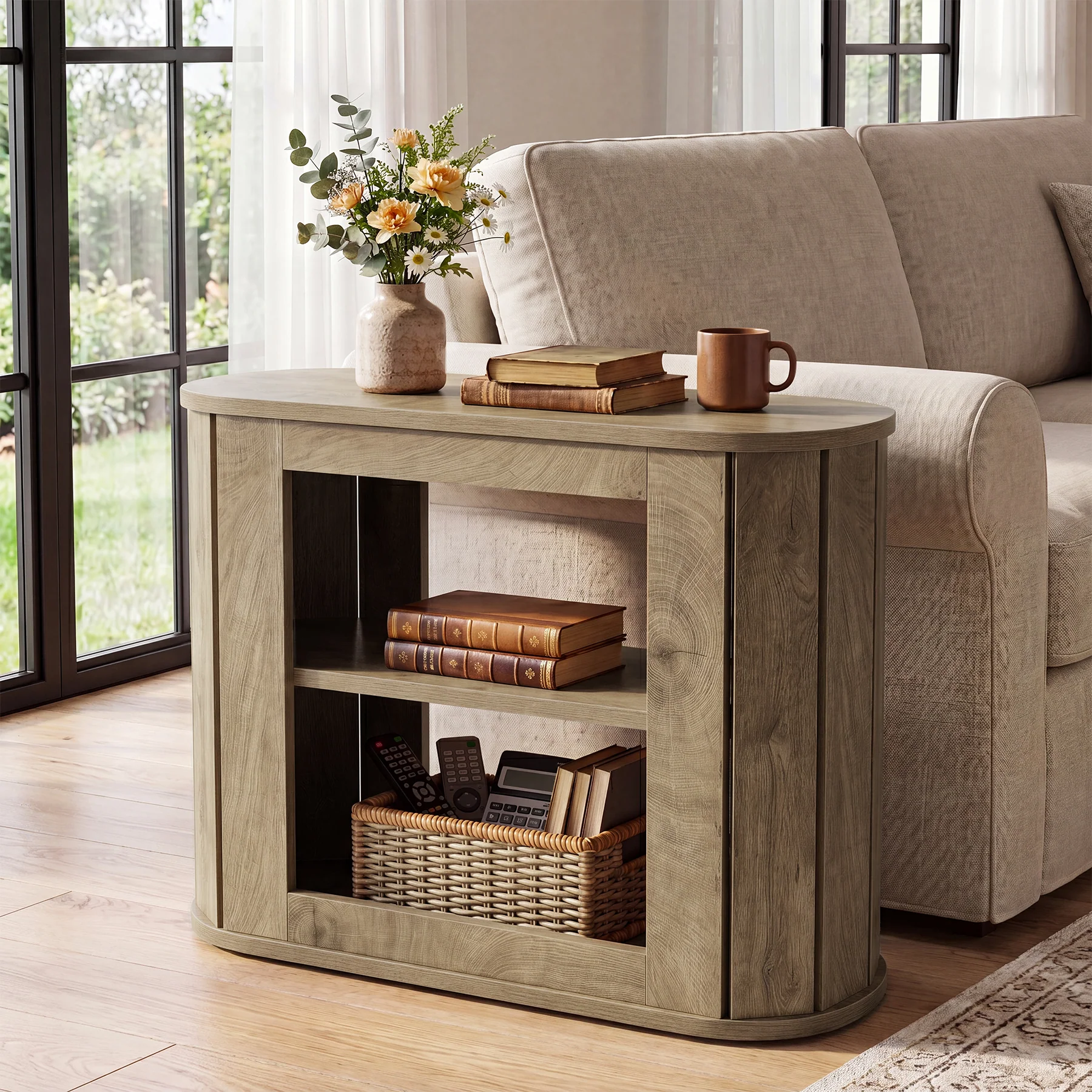 3-Tier End Table, Farmhouse Side Table with Rounded Edges for Living Room - Image 3