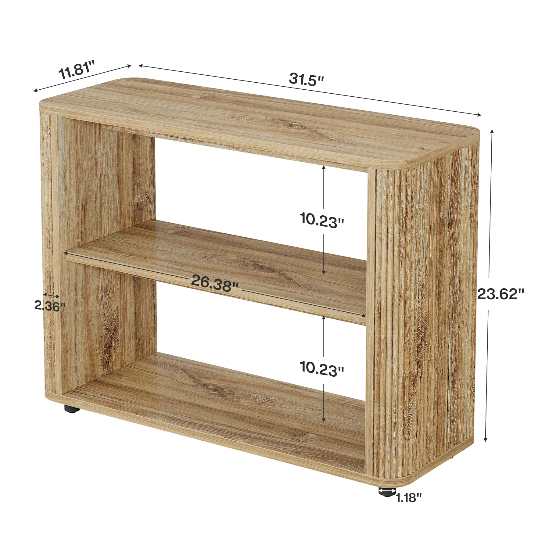 3-Tier End Table, Narrow Side Table Nightstand with Storage Shelves - Image 2