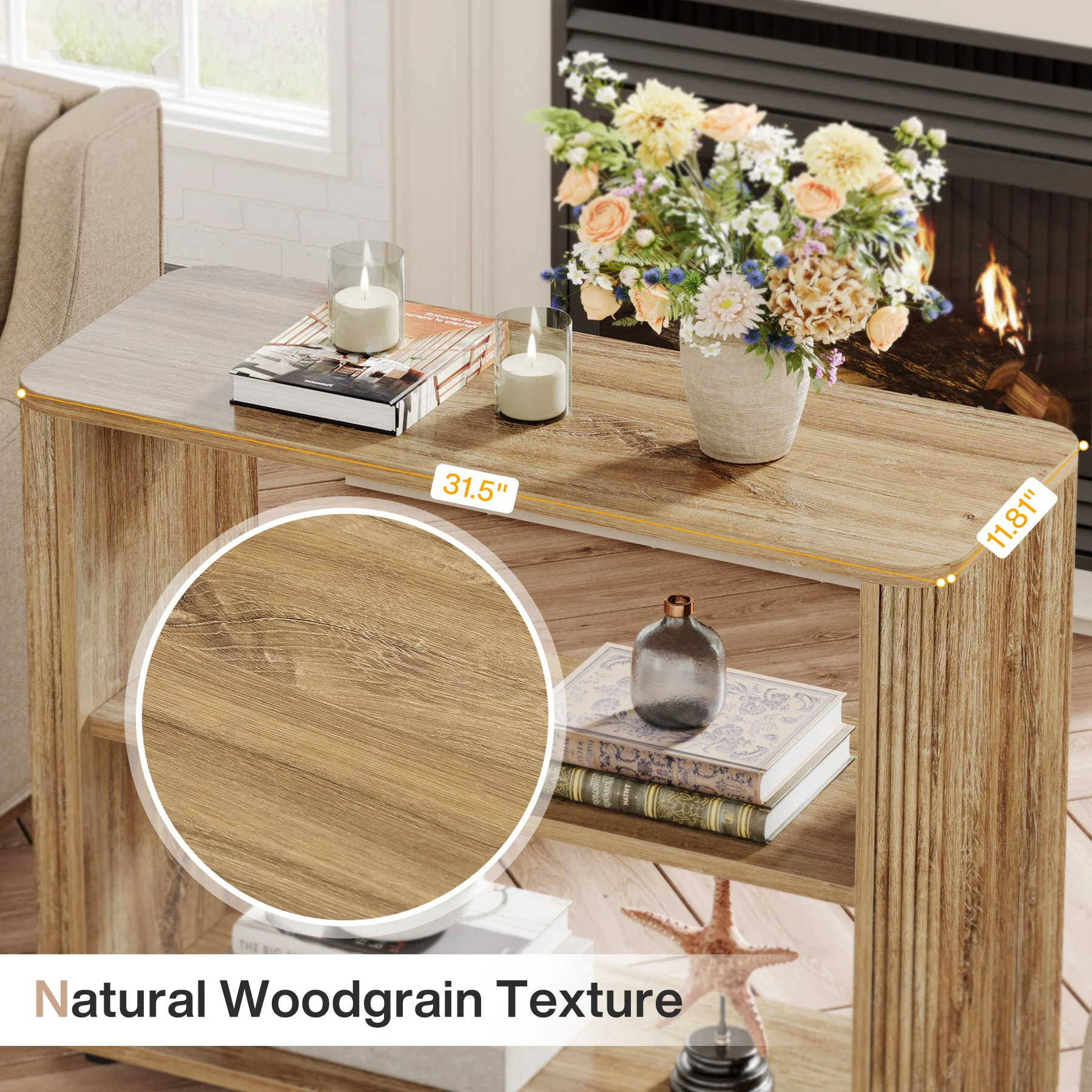3-Tier End Table, Narrow Side Table Nightstand with Storage Shelves - Image 6