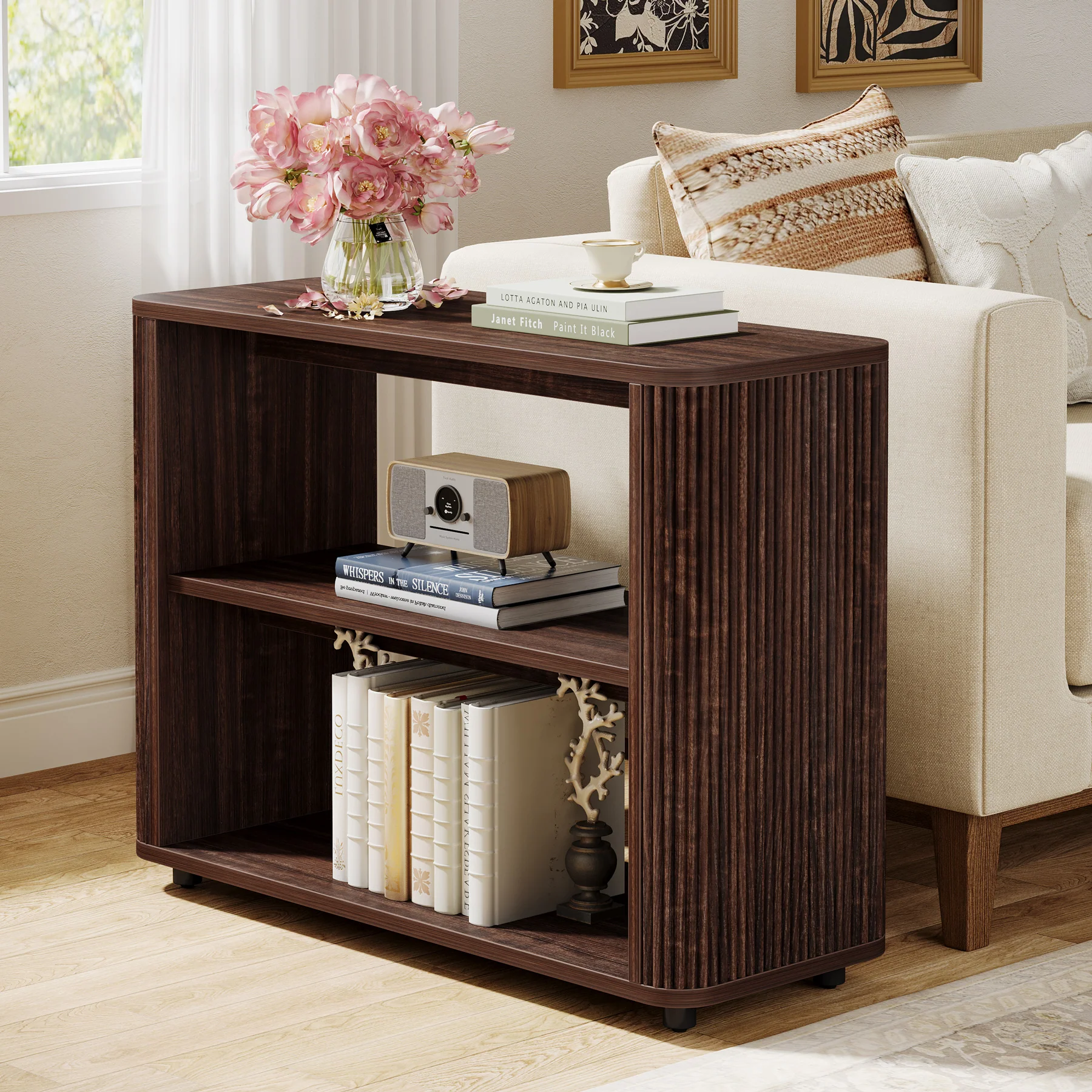 3-Tier End Table, Narrow Side Table Nightstand with Storage Shelves - Image 8