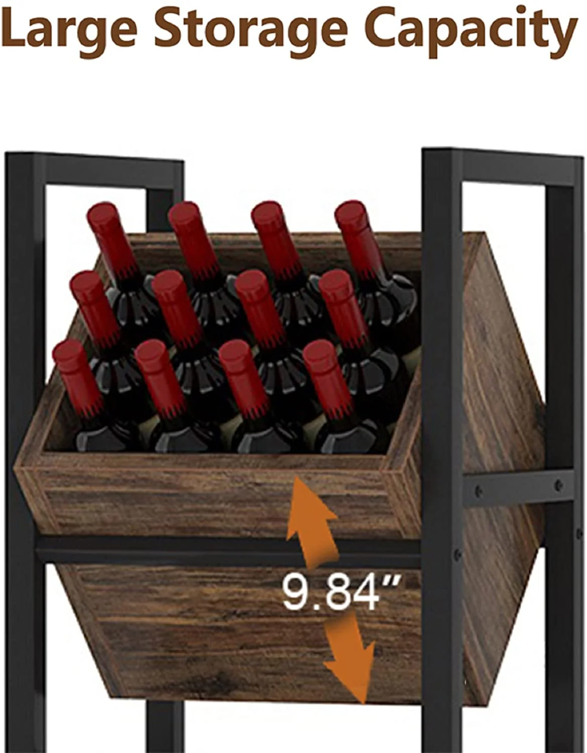 Industrial Wine Rack, 3 Tier Freestanding Wine Storage Stand - Image 5