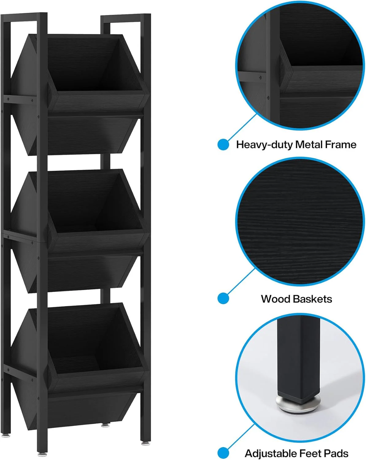 Tribesigns 3-Tier Freestanding Wine Rack, Wooden Wine Storage Stand for Kitchen and Cellar - Image 13