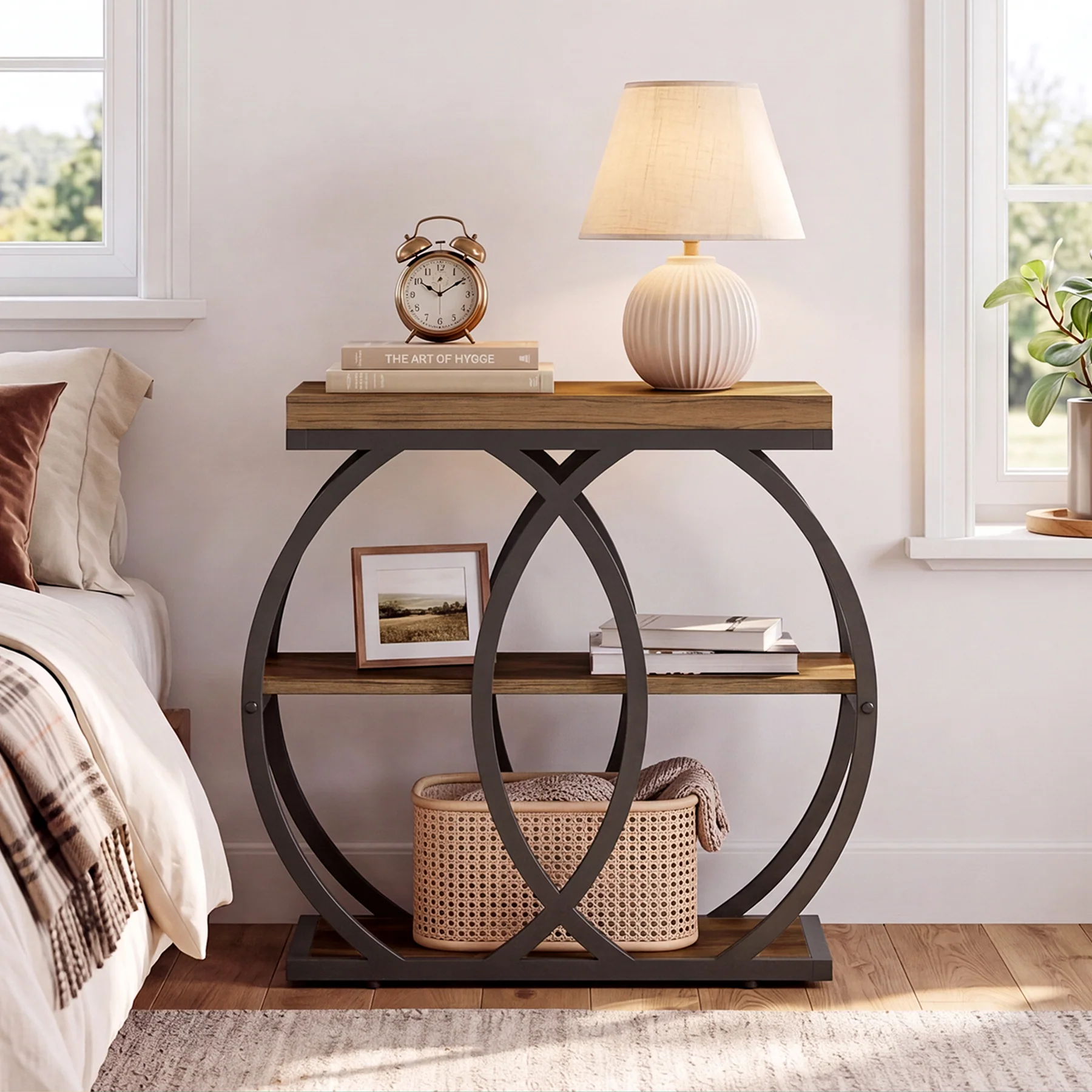 3-Tier Narrow End Table, Industrial Side Table with Metal Frame for Small Spaces - Image 6
