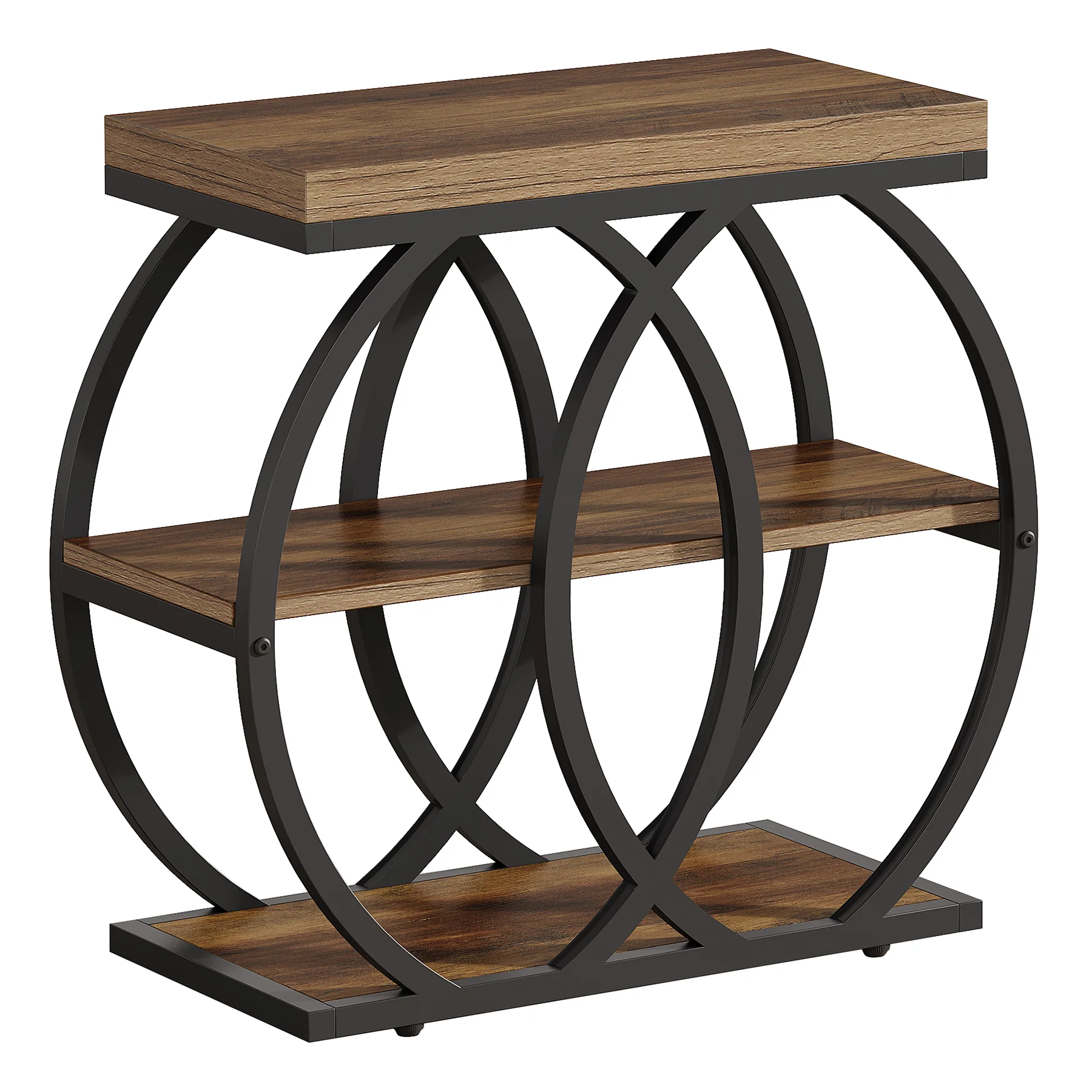 3-Tier Narrow End Table, Industrial Side Table with Metal Frame for Small Spaces - Image 8