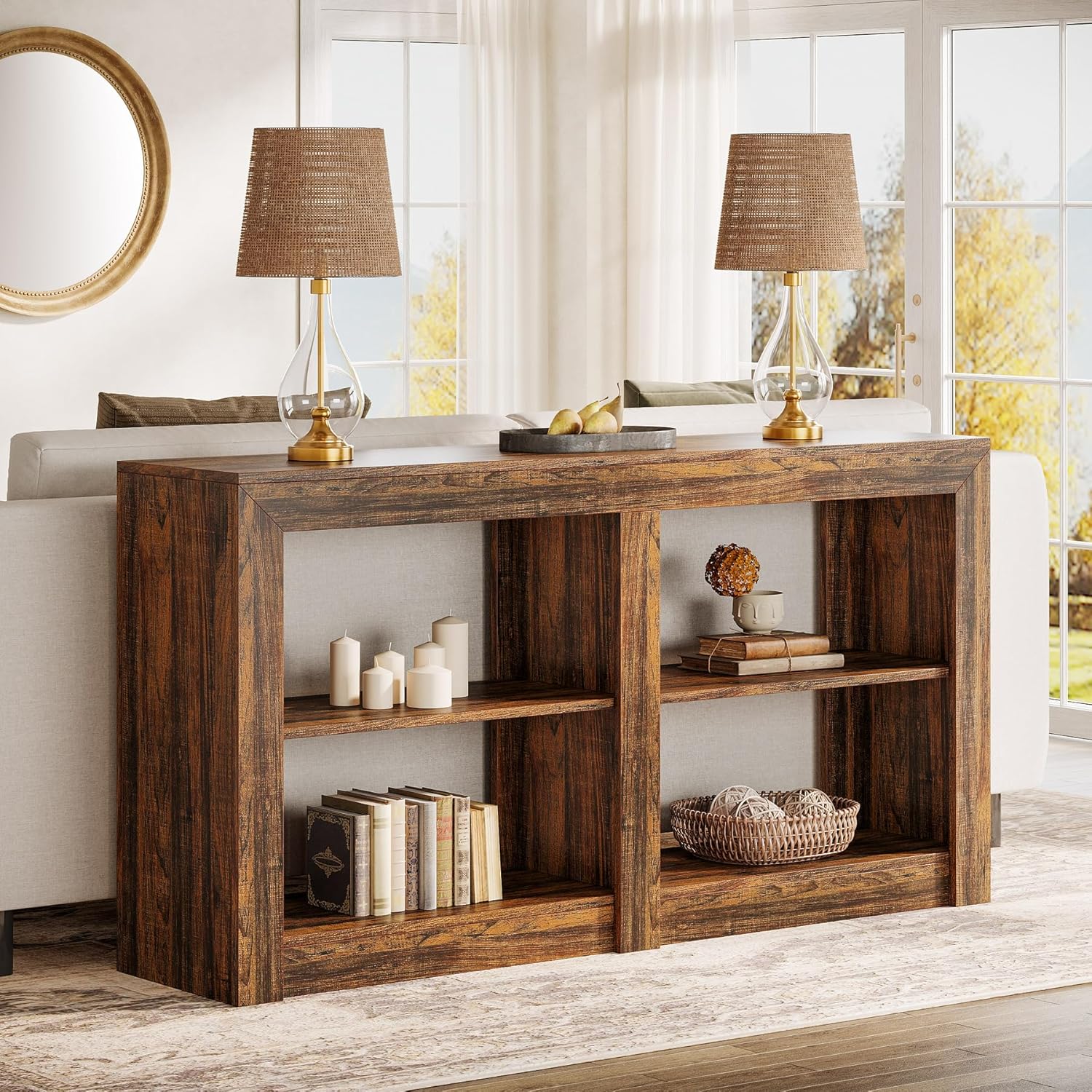 59" Console Table, 3-Tier Sofa Table Entryway Table with Storage - Image 10