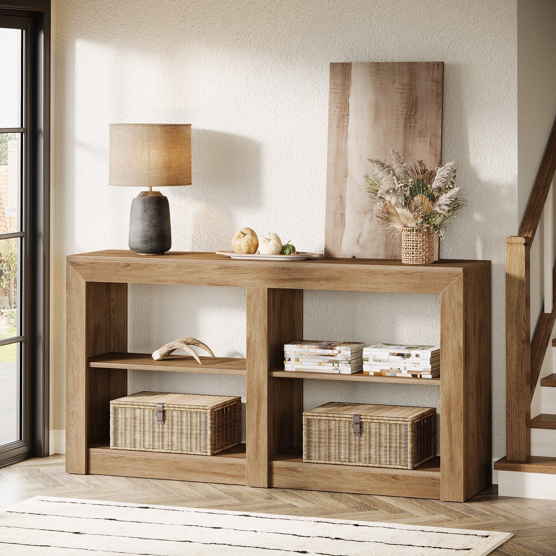 59" Console Table, 3-Tier Sofa Table Entryway Table with Storage - Image 3