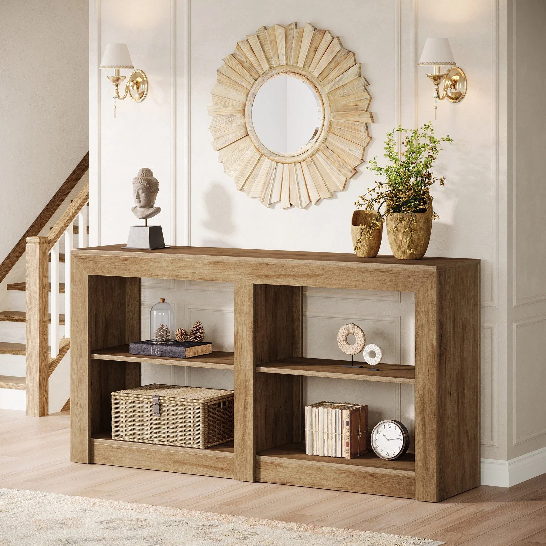 59" Console Table, 3-Tier Sofa Table Entryway Table with Storage - Image 5