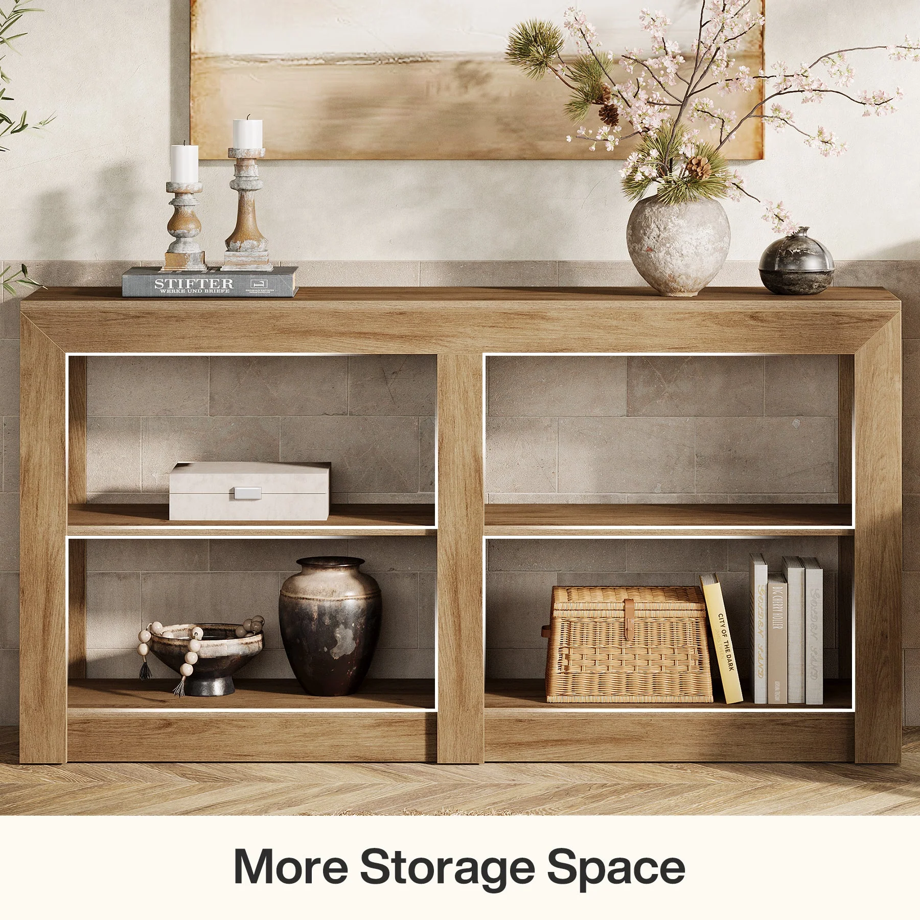 59" Console Table, 3-Tier Sofa Table Entryway Table with Storage - Image 6