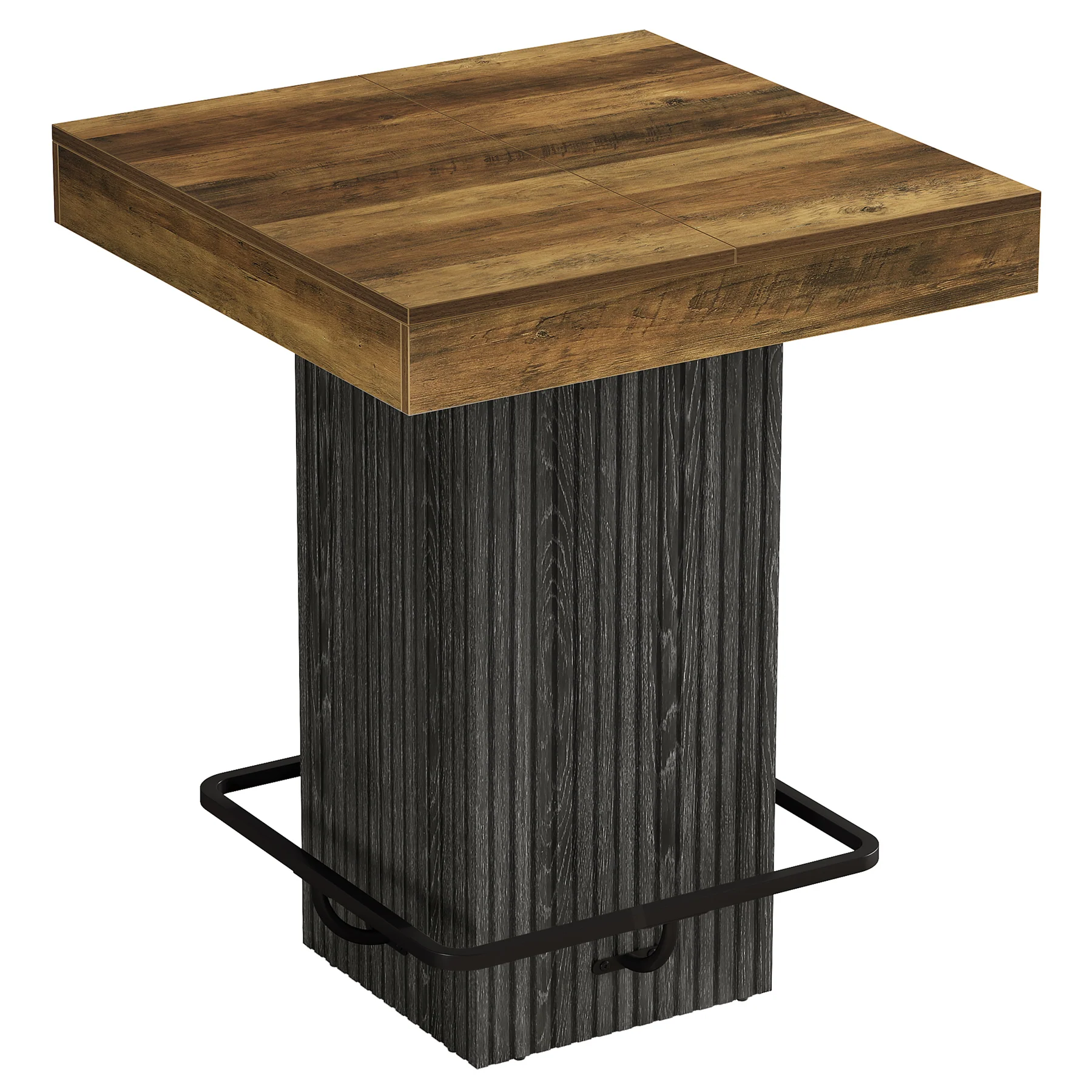 31.5" Bar Table, Square Dining Table Counter Height Table with Metal Footrest - Image 12