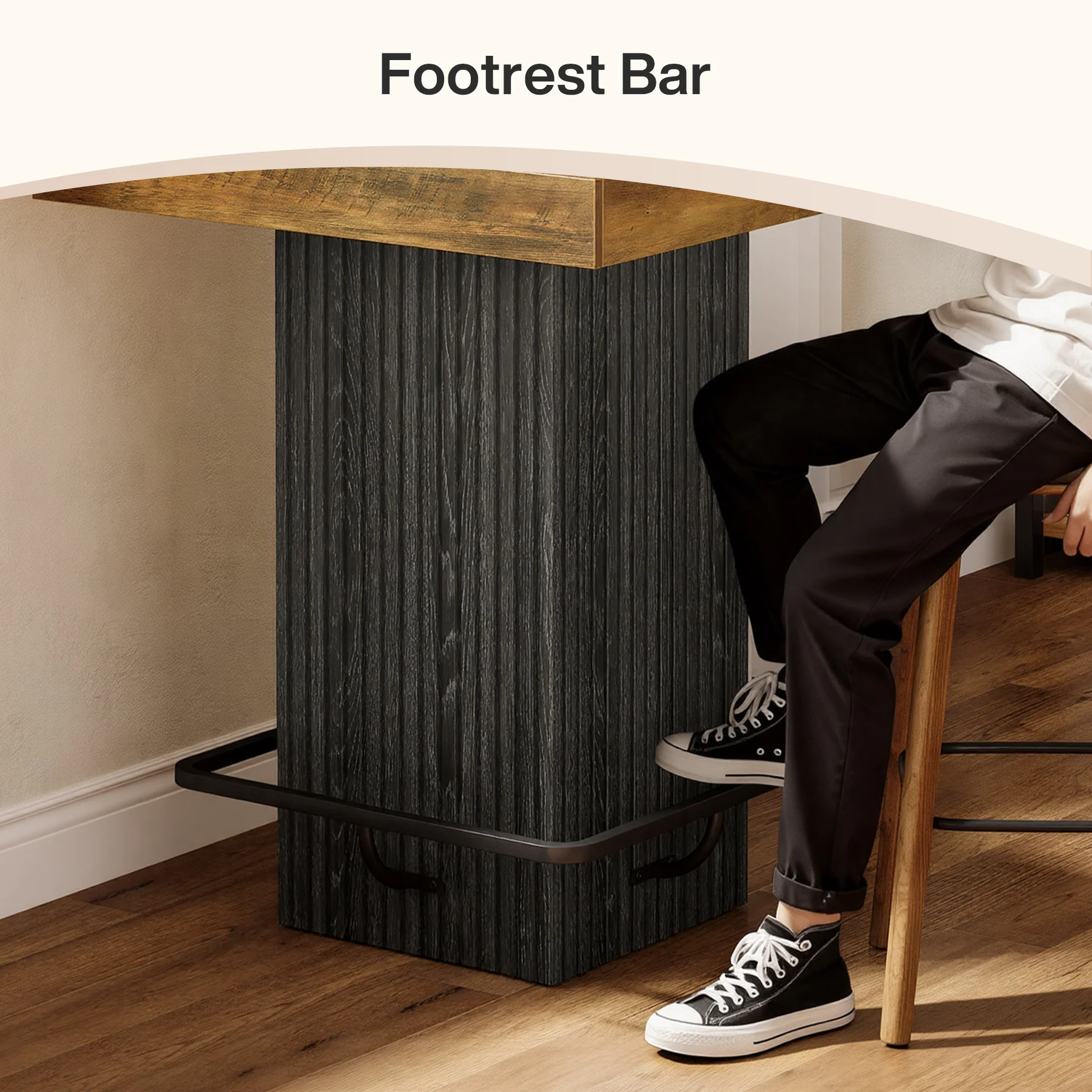 31.5" Bar Table, Square Dining Table Counter Height Table with Metal Footrest - Image 6
