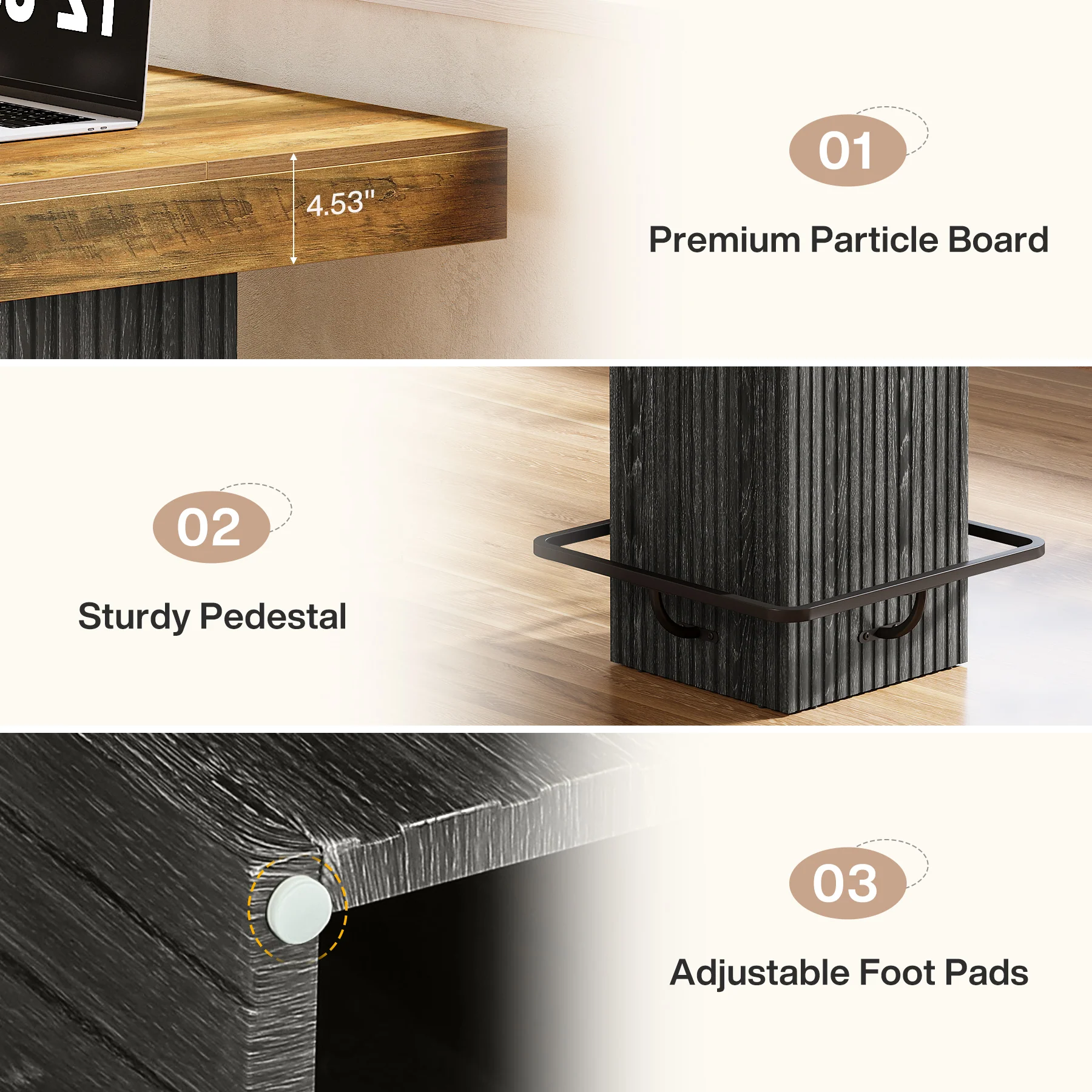 31.5" Bar Table, Square Dining Table Counter Height Table with Metal Footrest - Image 8