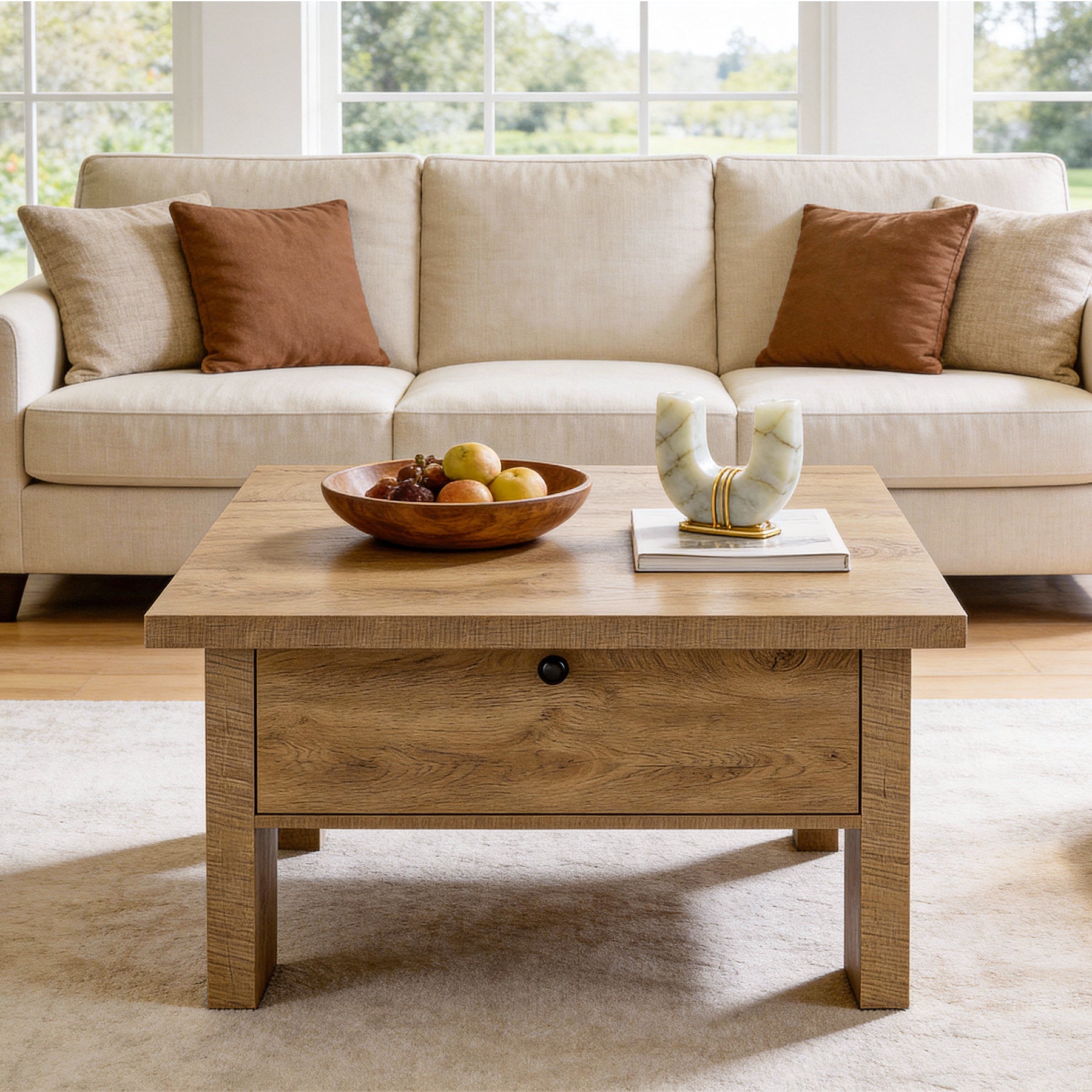 31.5" Coffee Table, Square Center Tea Table with Storage Drawer - Image 6