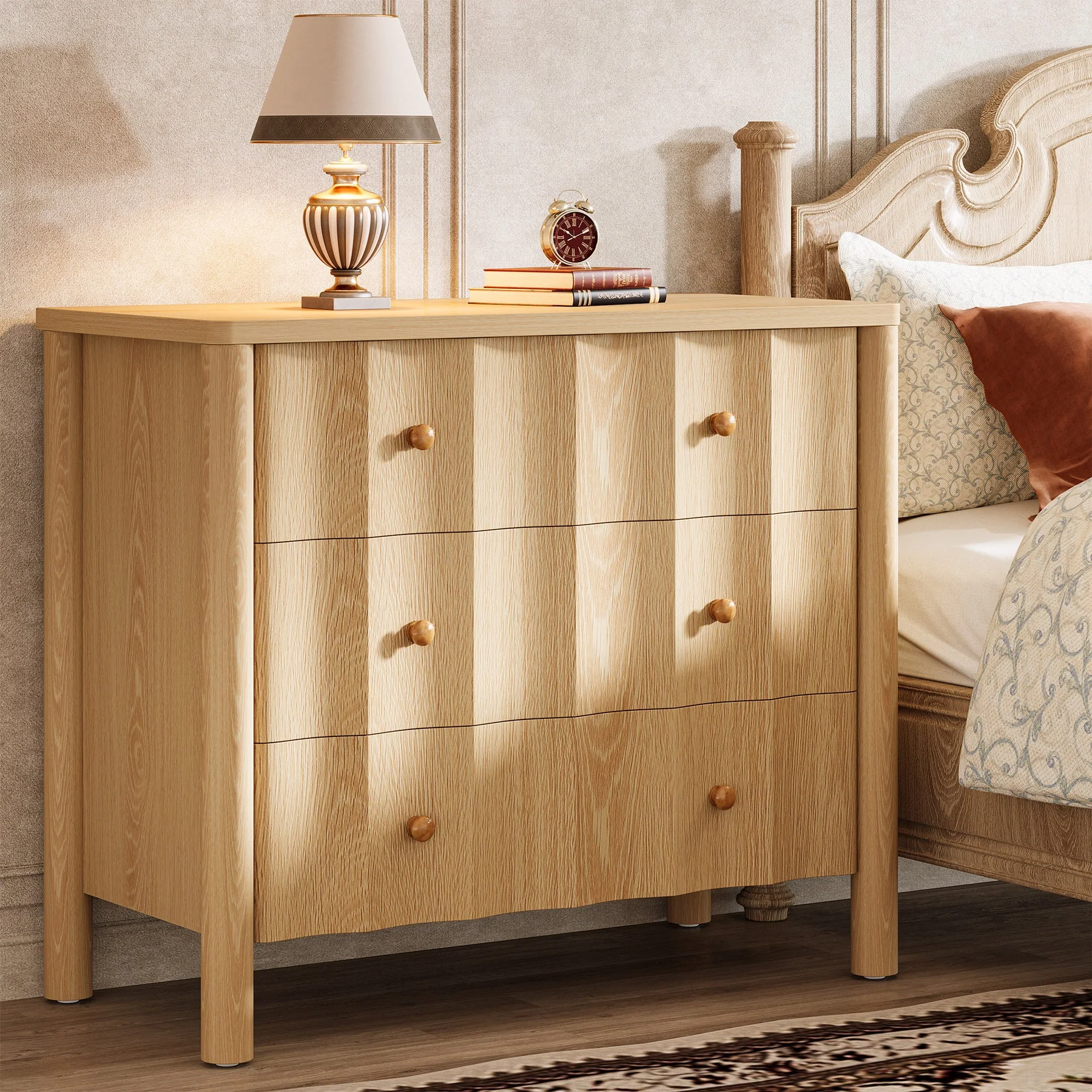 31.5" Nightstand, Modern Oversized Bedside Table with 3 Drawers for Bedroom - Image 3
