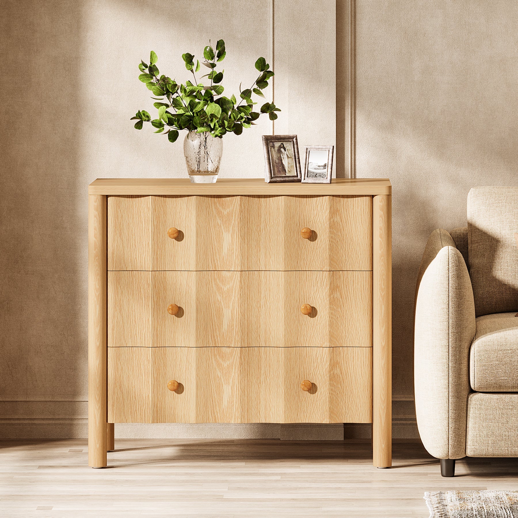 31.5" Nightstand, Modern Oversized Bedside Table with 3 Drawers for Bedroom - Image 5