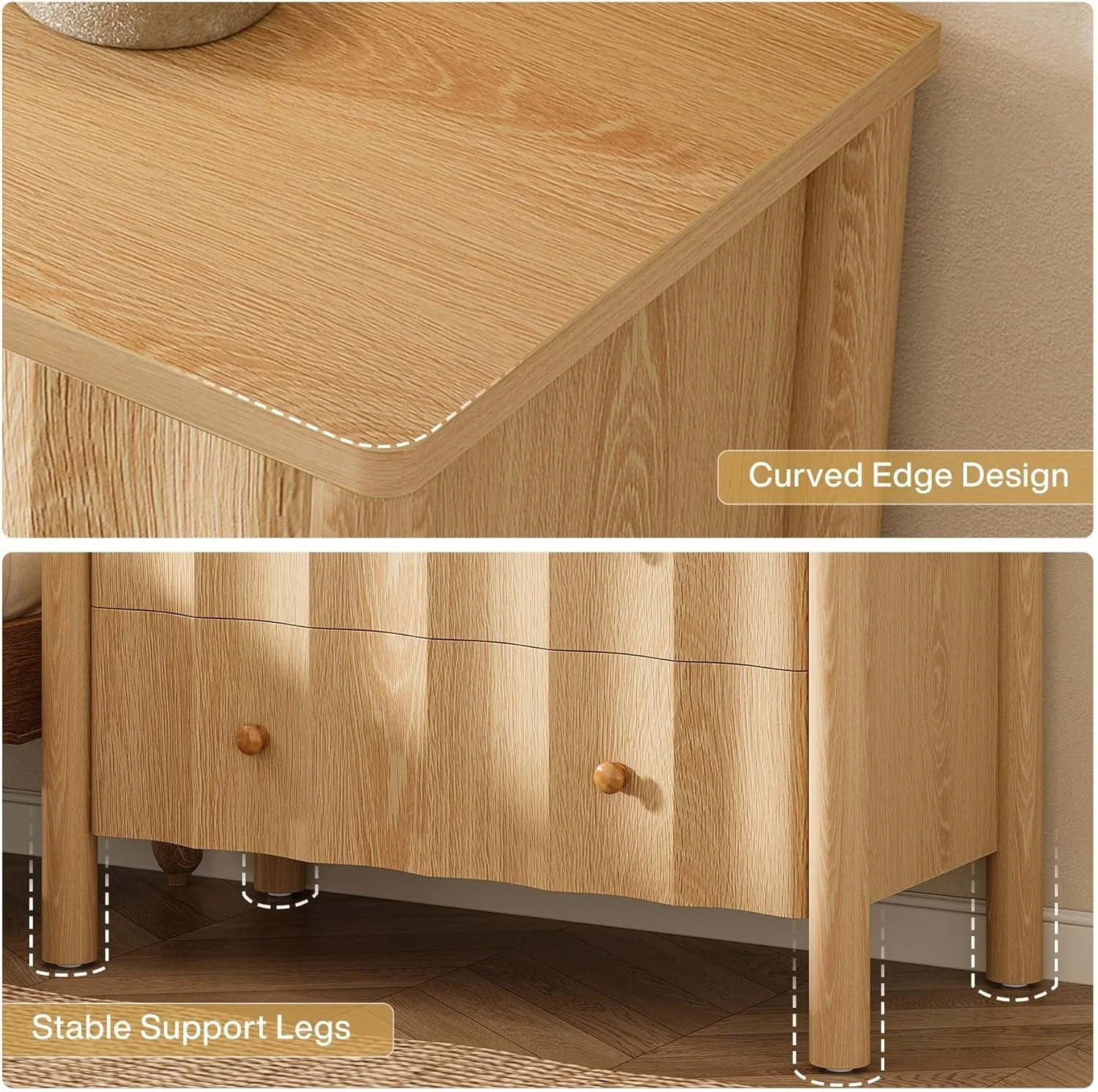 31.5" Nightstand, Modern Oversized Bedside Table with 3 Drawers for Bedroom - Image 7