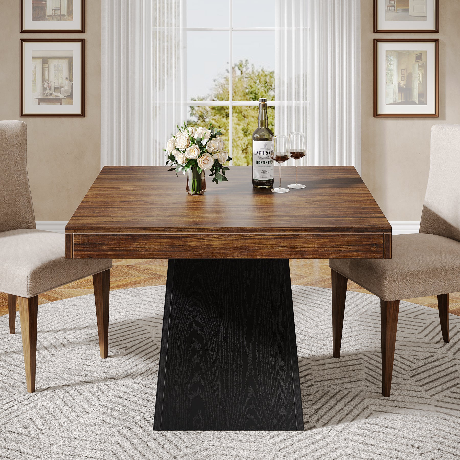 31.5" Dining Table, Square Farmhouse Kitchen Table Dinner Table for 4 - Image 20