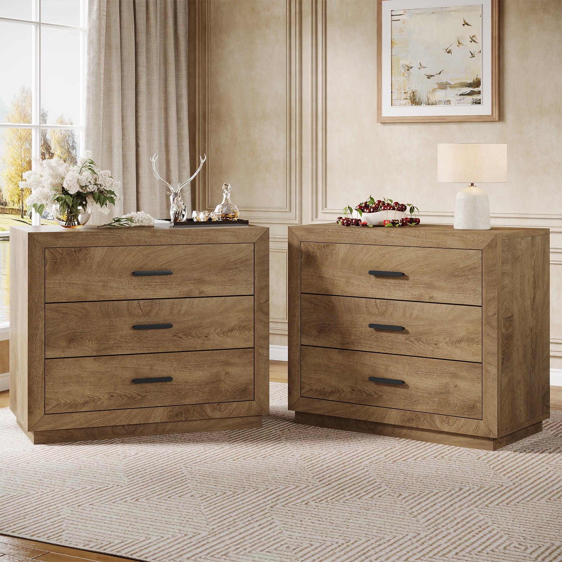31.5" Large Nightstand, Oversized Bedside Table with 3 Drawers for Bedroom - Image 10