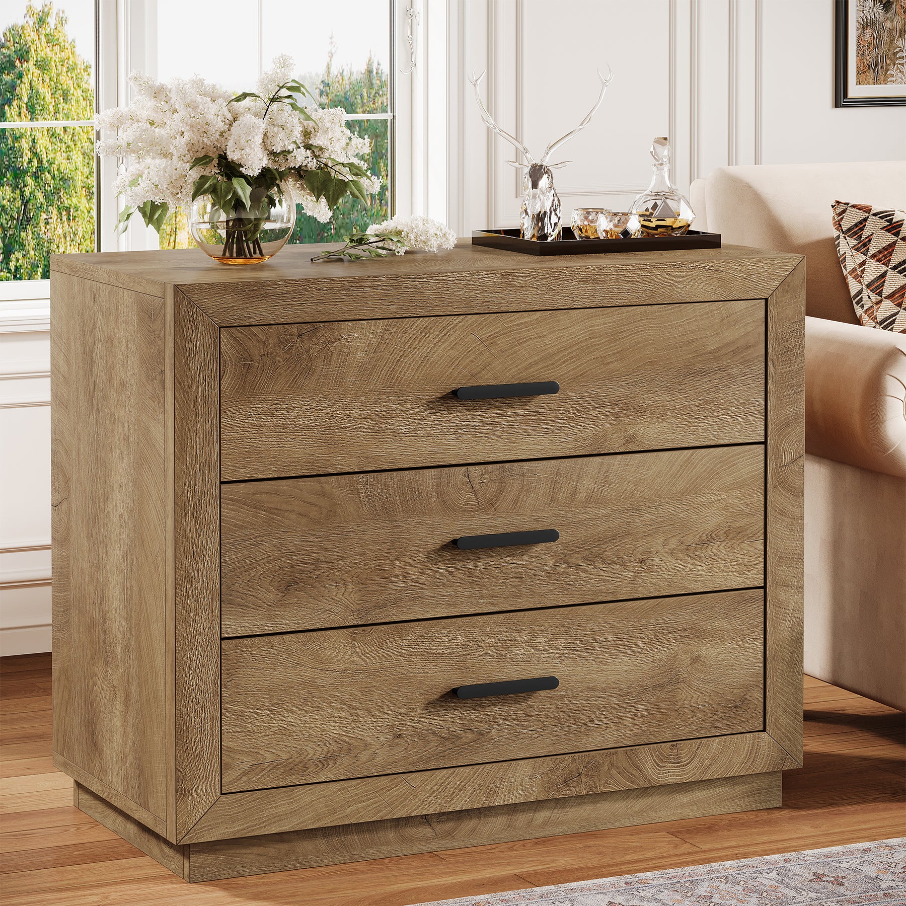 31.5" Large Nightstand, Oversized Bedside Table with 3 Drawers for Bedroom - Image 4
