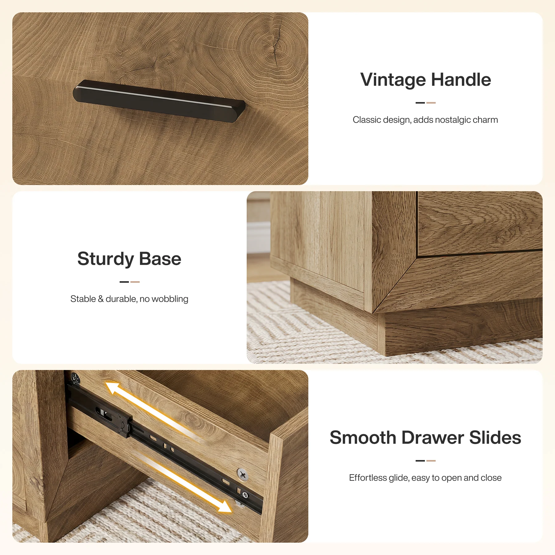 31.5" Large Nightstand, Oversized Bedside Table with 3 Drawers for Bedroom - Image 7